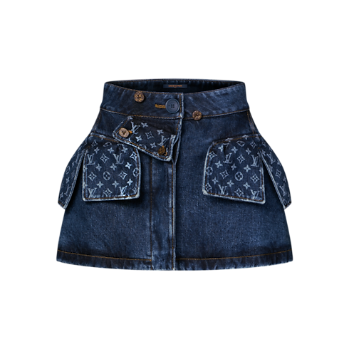 Minigonna in denim grezzo con motivo Monogram Donna Abbigliamento Gonne e Shorts | LOUIS VUITTON (Zoom prodotto)