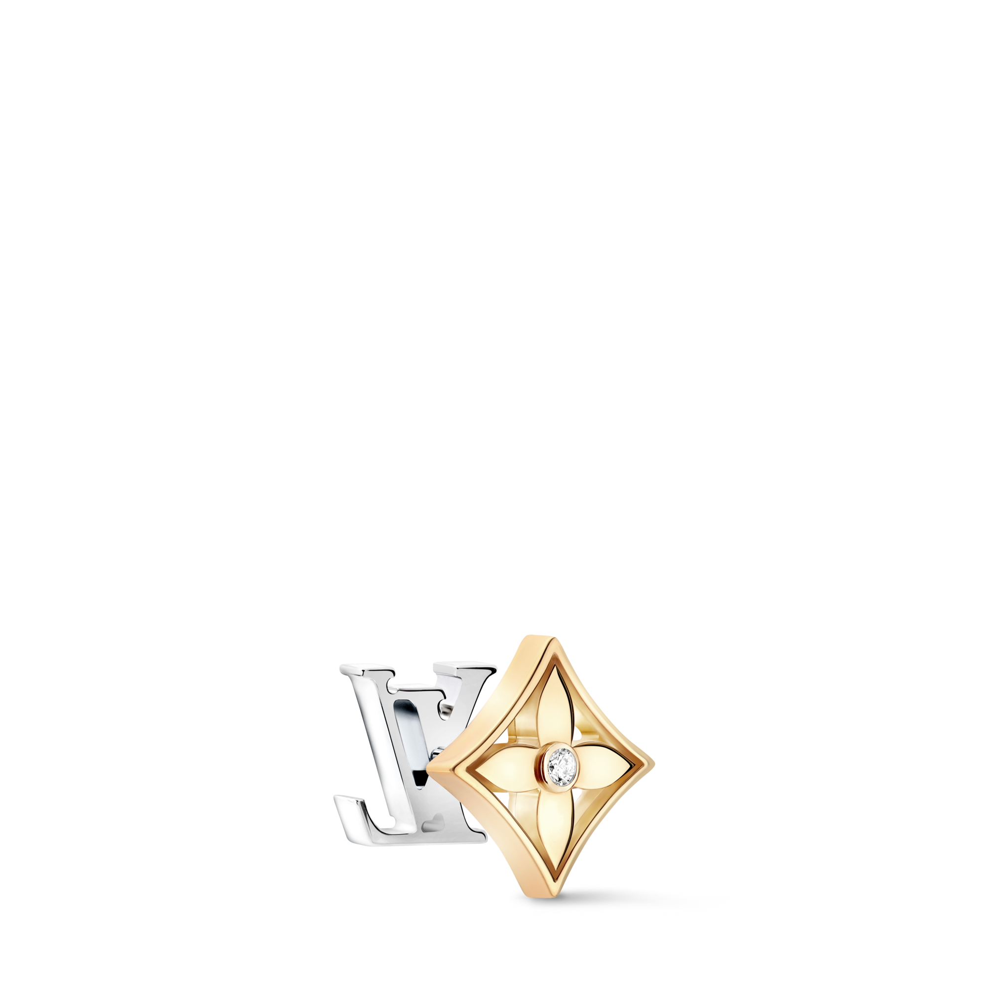 Orecchino a bottone reversibile Idylle Blossom, oro giallo e bianco con diamante - pezzo singolo  Gioielli Categorie Orecchini | LOUIS VUITTON (Zoom prodotto)