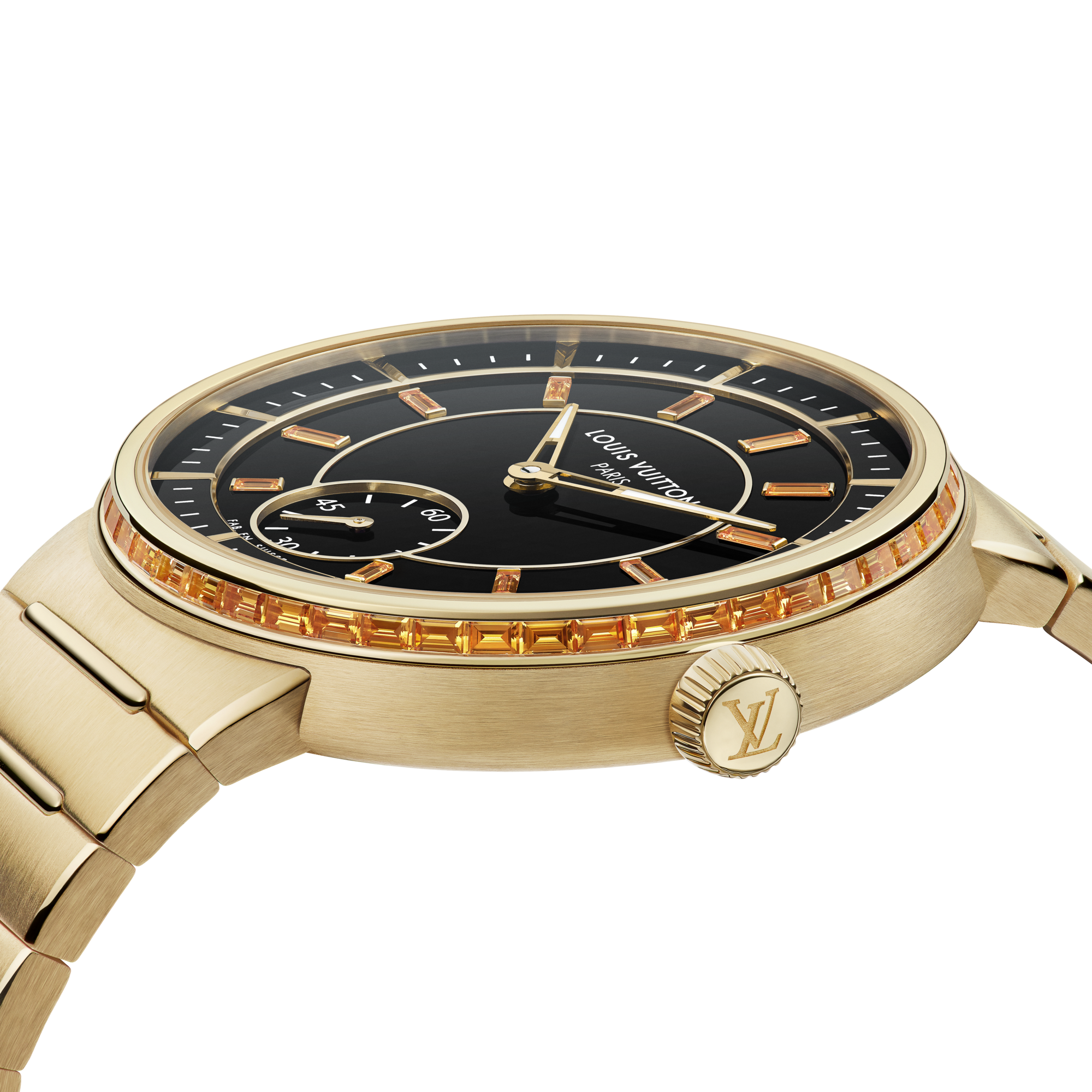 Orologio automatico Tambour, 40 mm, oro giallo, onice e zaffiri  Orologi Tutti gli orologi } | LOUIS VUITTON (Zoom prodotto)