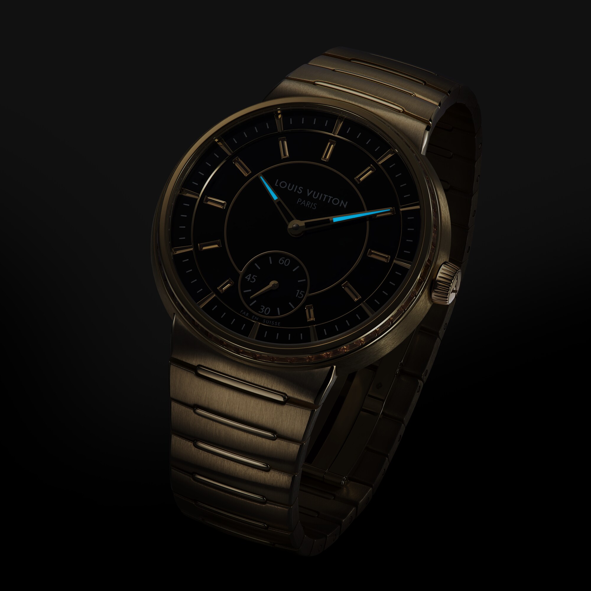 Orologio automatico Tambour, 40 mm, oro giallo, onice e zaffiri  Orologi Tutti gli orologi } | LOUIS VUITTON (Zoom prodotto)