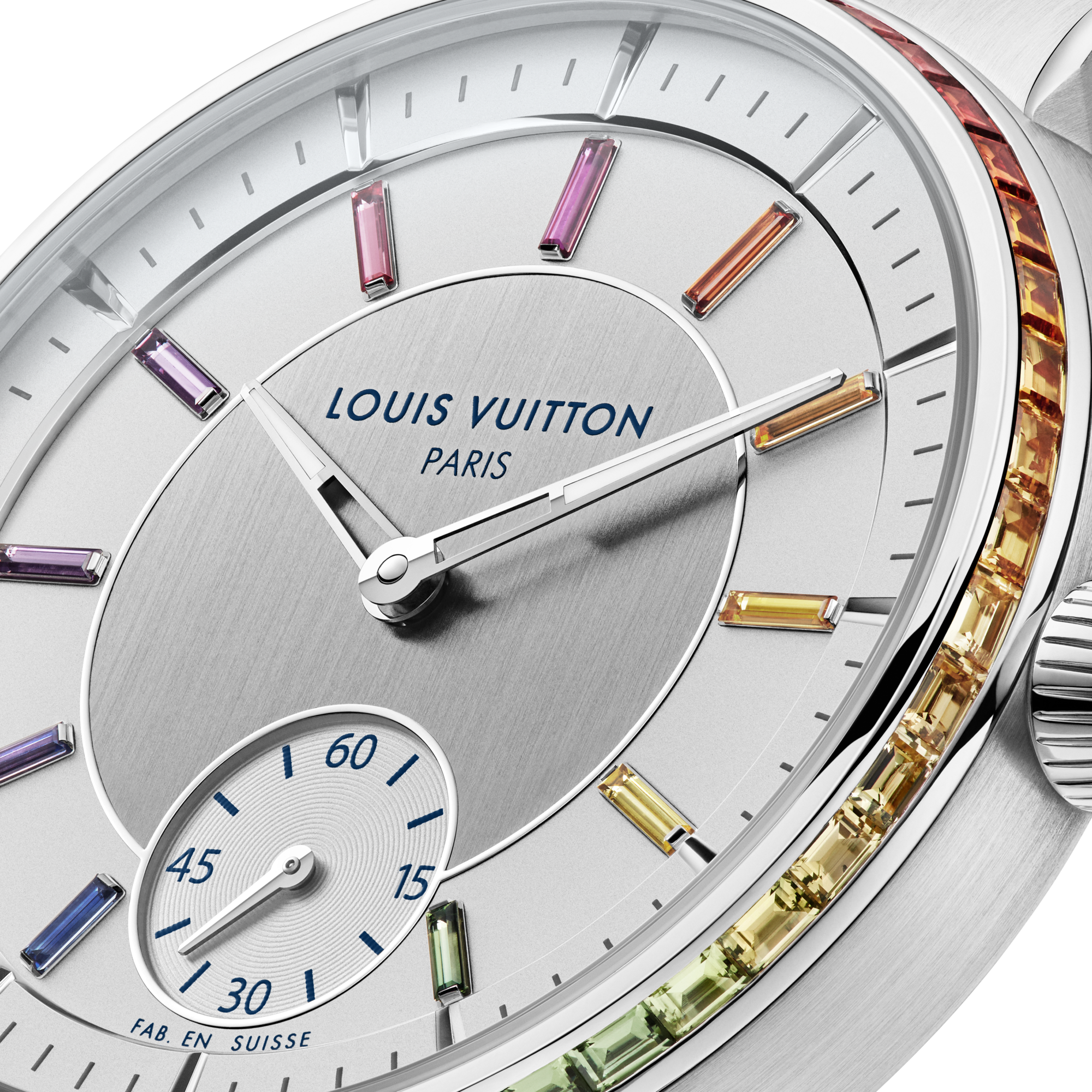 Orologio automatico Tambour, 40 mm, platino, zaffiri e rubini  Orologi Tutti gli orologi } | LOUIS VUITTON (Zoom prodotto)