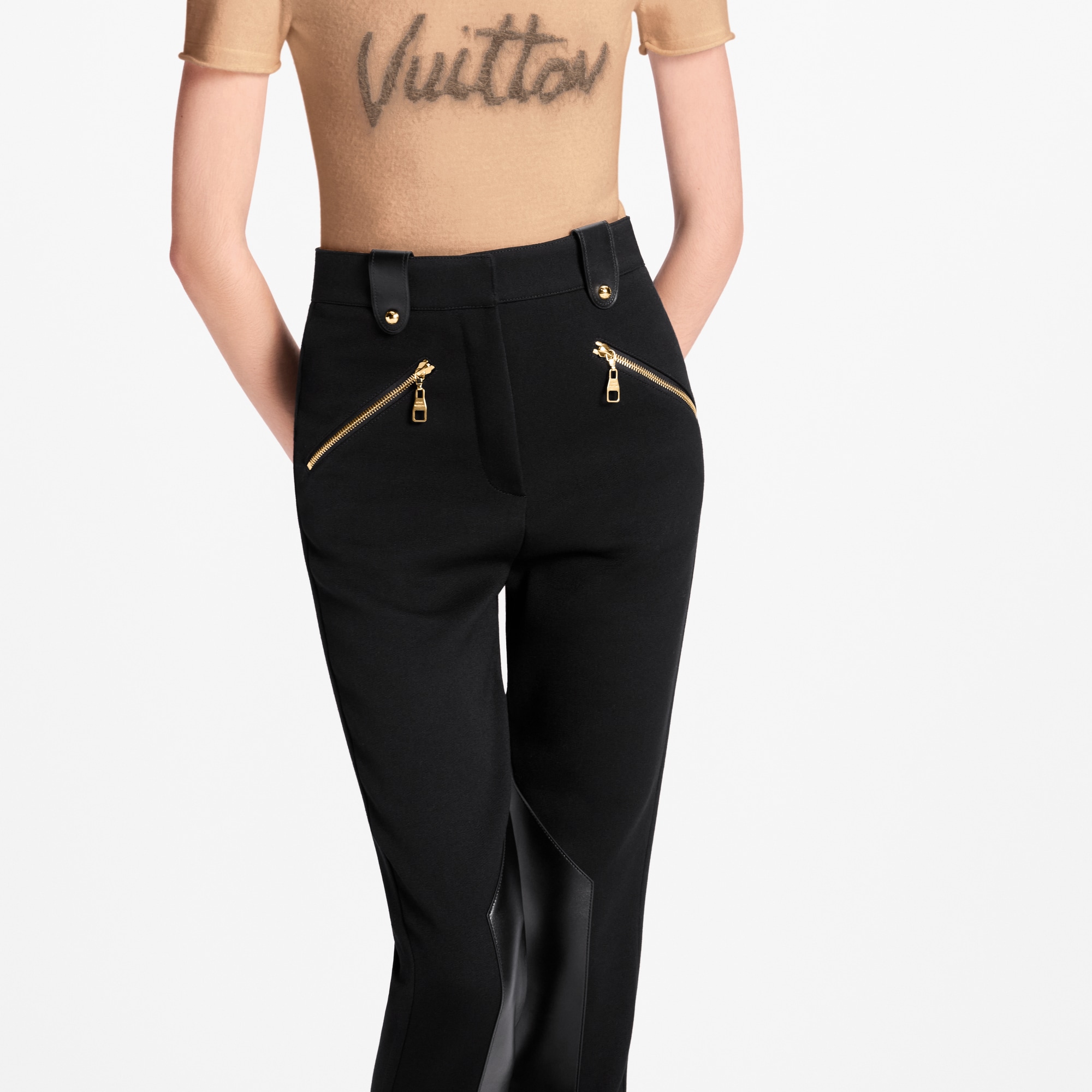 Pantaloni da equitazione con dettagli in pelle  Donna Abbigliamento Pantaloni | LOUIS VUITTON (Zoom prodotto)