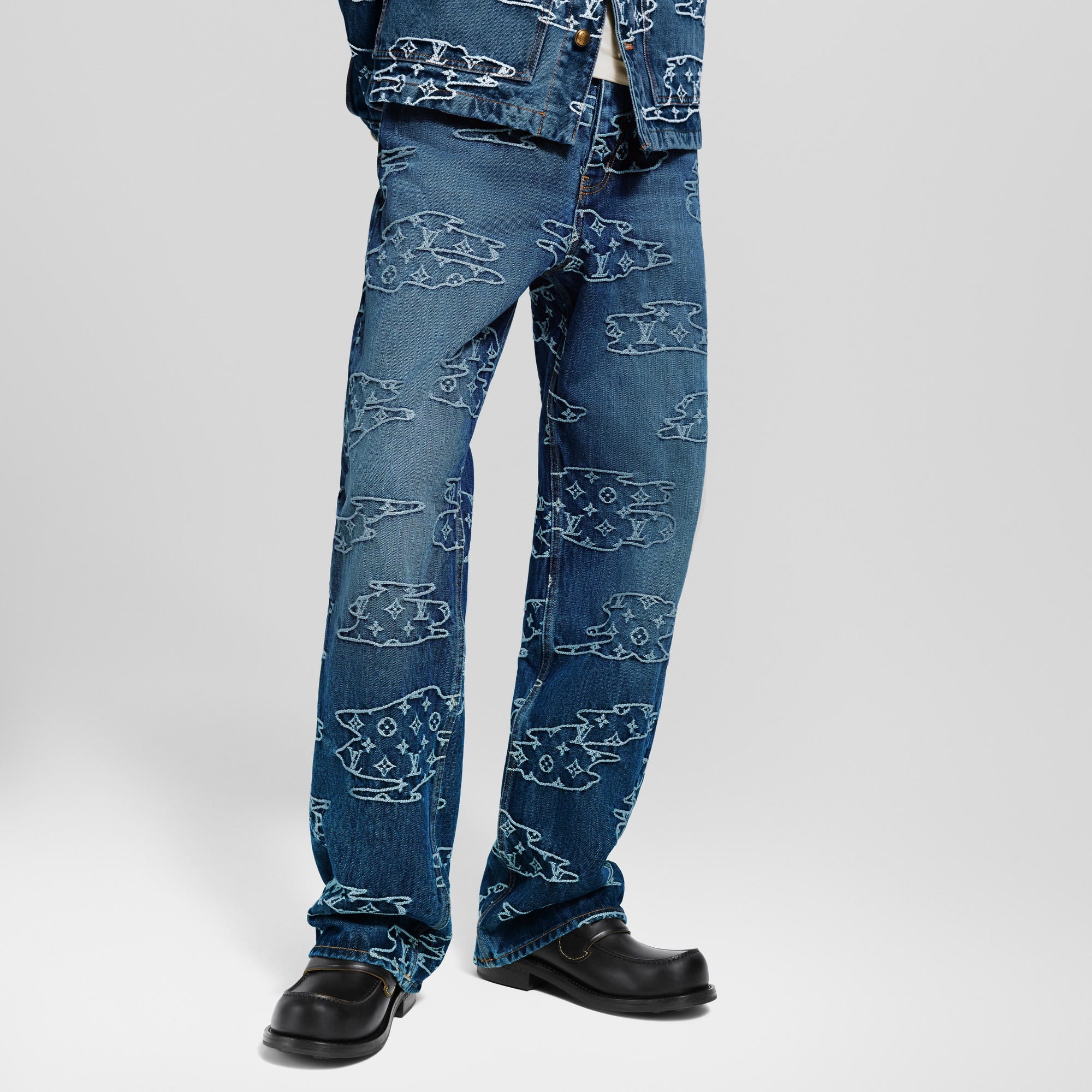 Pantaloni da skate in denim con motivo Monogram  Uomo Abbigliamento Collezione Denim | LOUIS VUITTON (Zoom prodotto)
