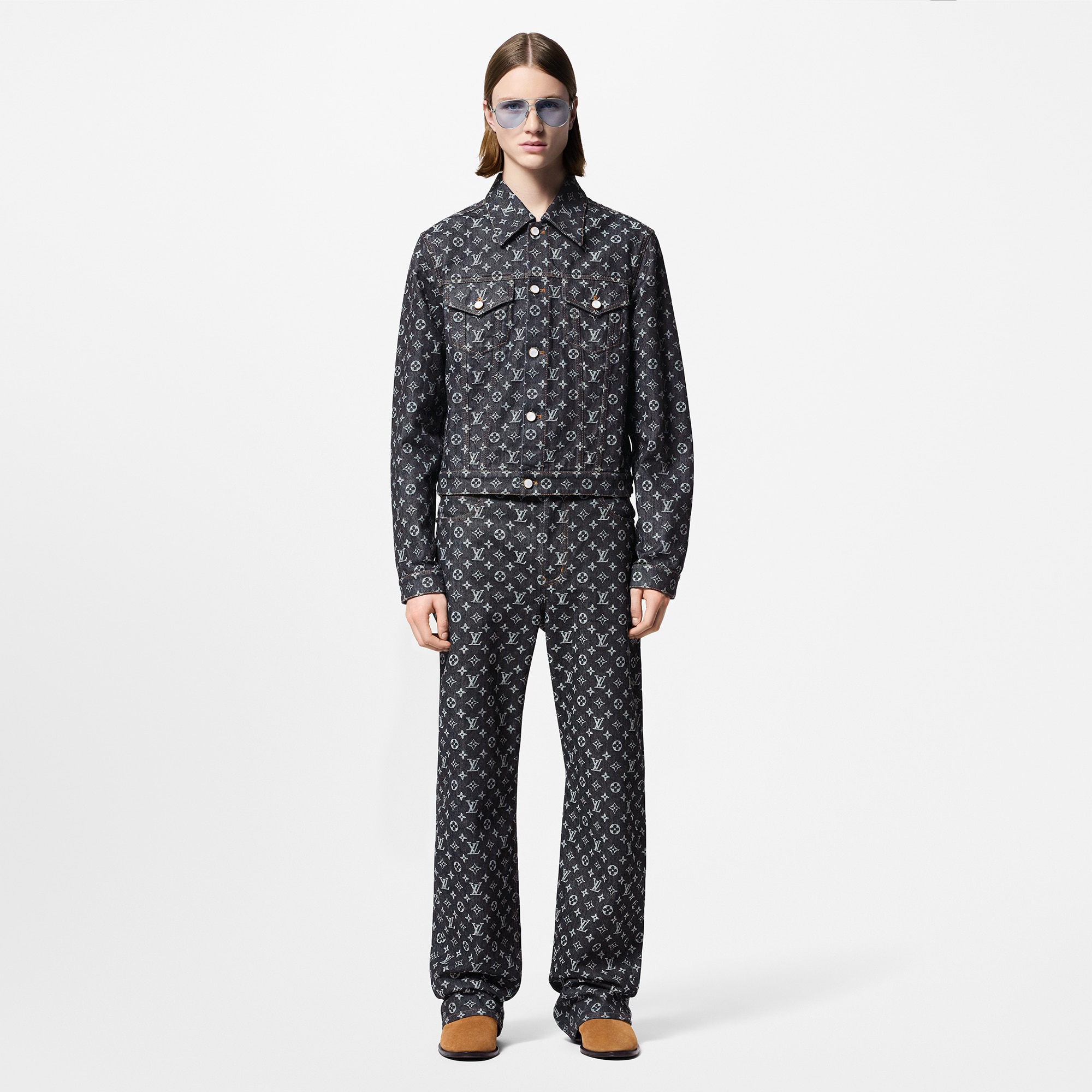 Pantaloni da skate in denim con motivo Monogram in trama jacquard  Uomo Abbigliamento Collezione Denim | LOUIS VUITTON (Zoom prodotto)