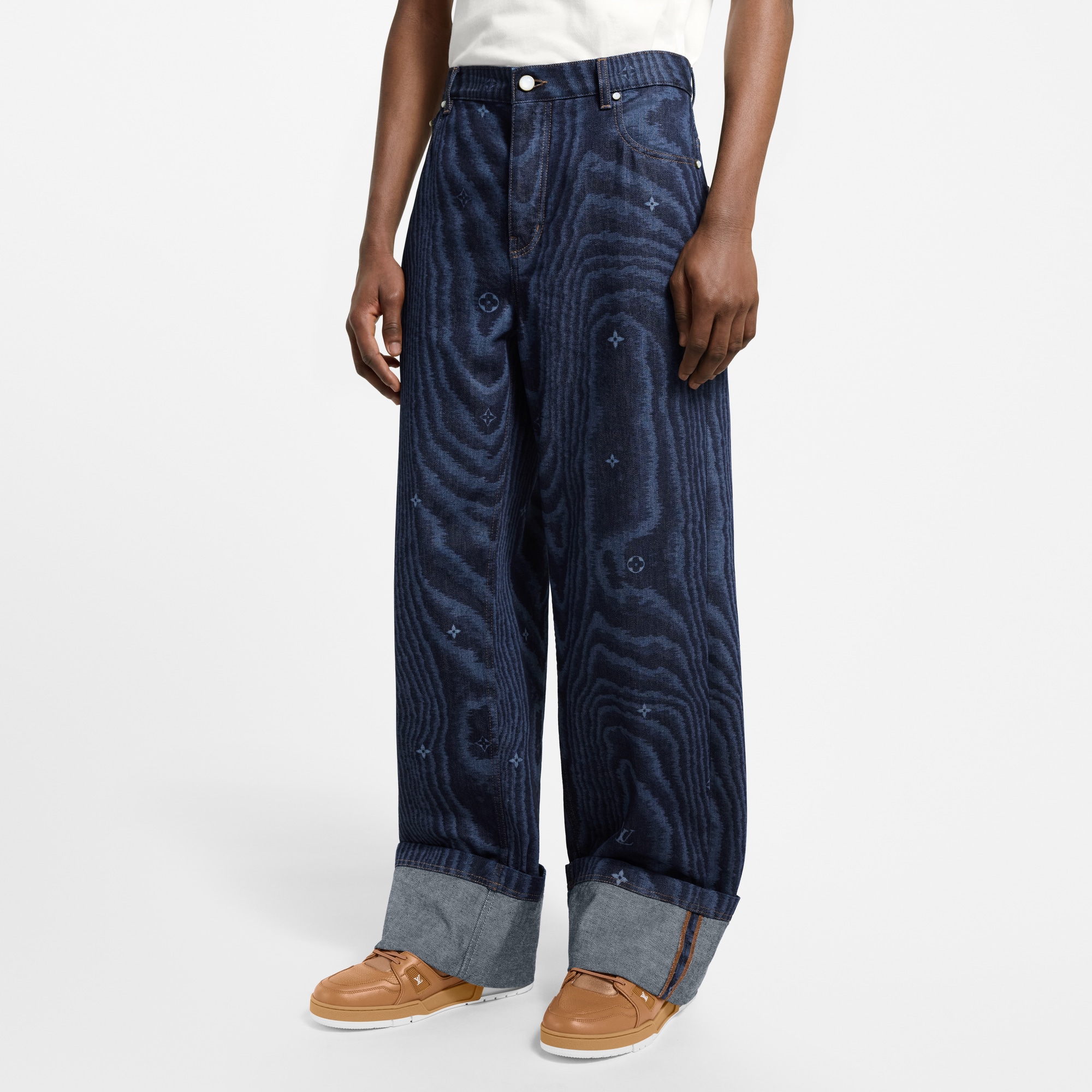 Pantaloni da skate in denim con risvolti  Uomo Abbigliamento Collezione Denim | LOUIS VUITTON (Zoom prodotto)