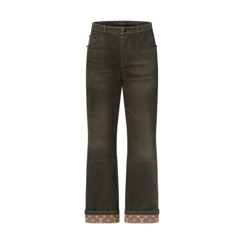 Pantaloni in denim cerato con iconici risvolti Uomo Abbigliamento Collezione Denim | LOUIS VUITTON (Zoom prodotto)