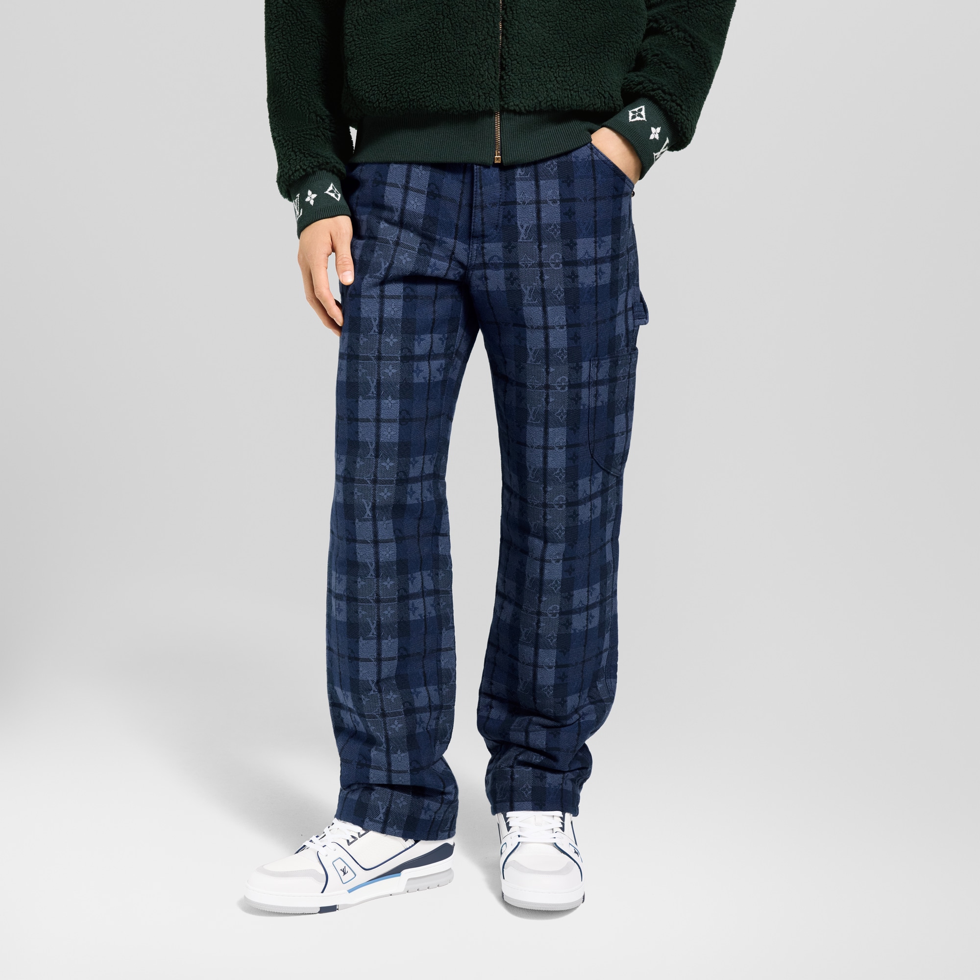 Pantaloni in denim con motivo Monogram Tartan  Uomo Abbigliamento Collezione Denim | LOUIS VUITTON (Zoom prodotto)