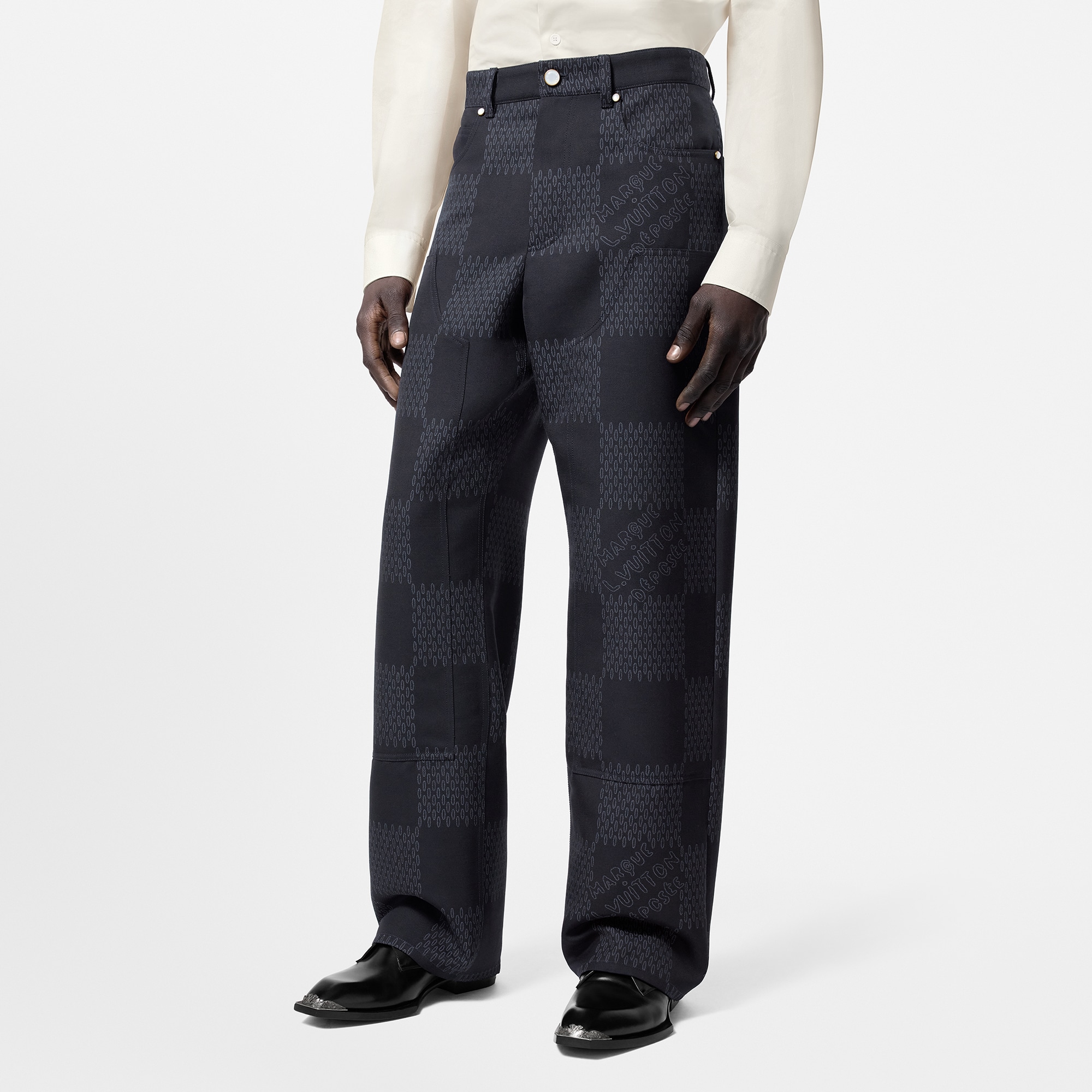 Pantaloni in lana con motivo Damier in trama jacquard  Uomo Abbigliamento Pantaloni | LOUIS VUITTON (Zoom prodotto)