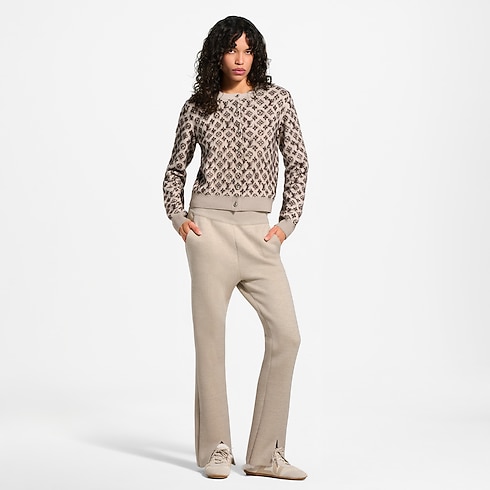 Pantaloni in maglia con dettagli di motivo Monogram e orlo aperto Donna Novità Donna } | LOUIS VUITTON (Zoom prodotto)