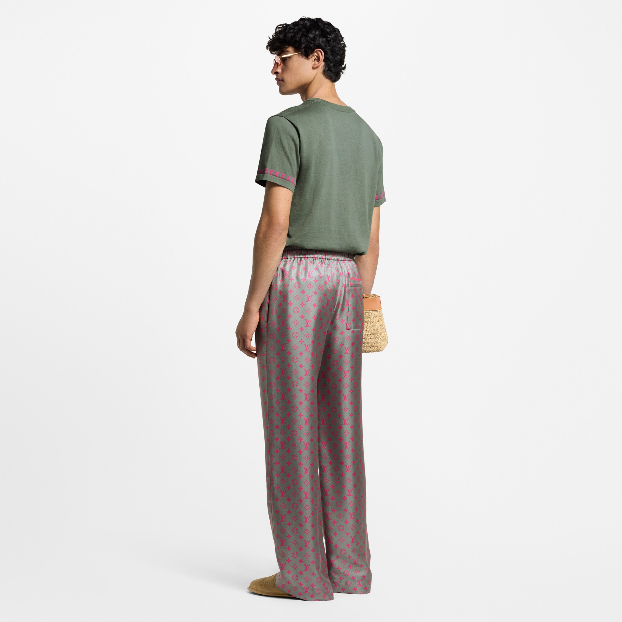 Pantaloni in seta con motivo Monogram e coulisse  Uomo Abbigliamento Pantaloni | LOUIS VUITTON (Zoom prodotto)