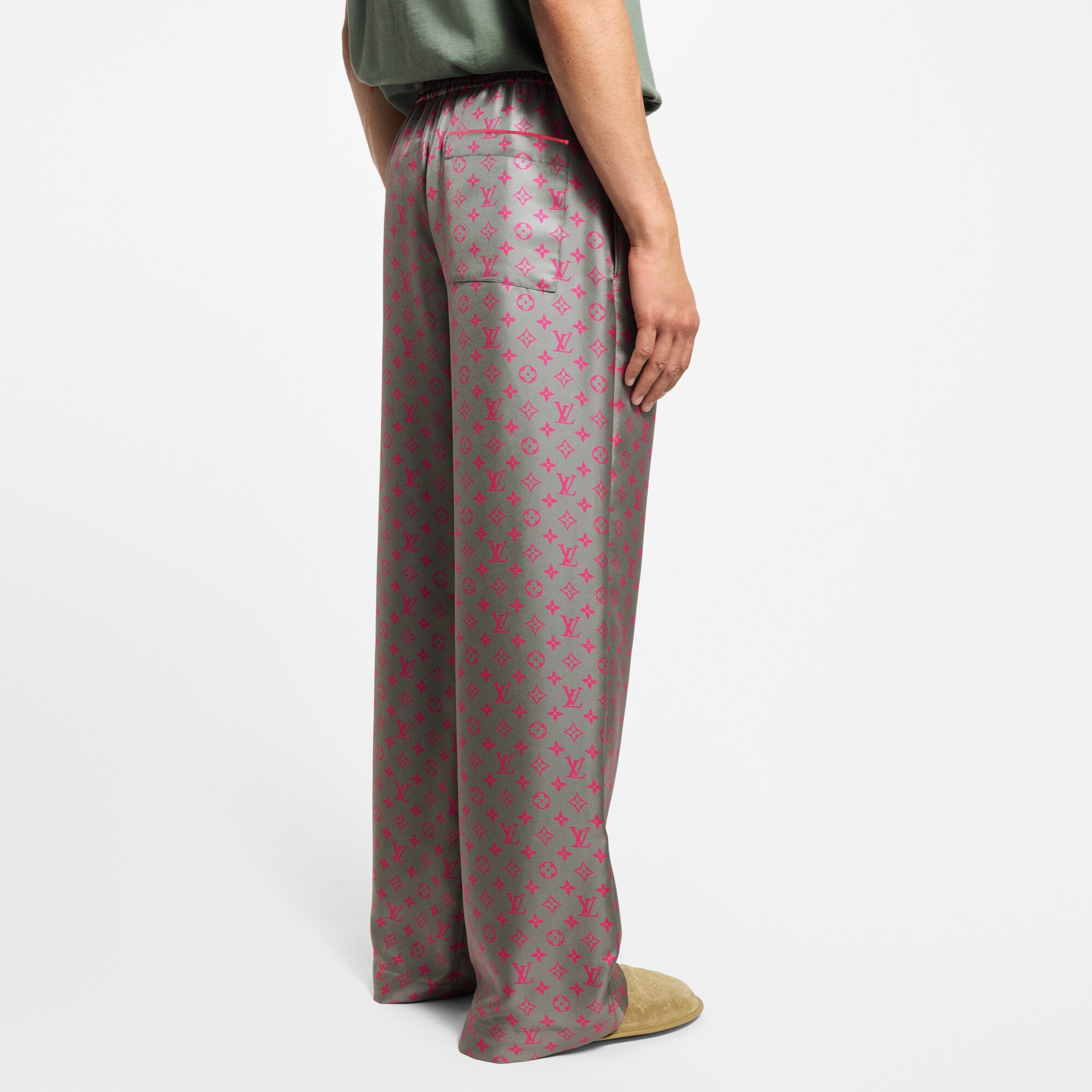 Pantaloni in seta con motivo Monogram e coulisse  Uomo Abbigliamento Pantaloni | LOUIS VUITTON (Zoom prodotto)