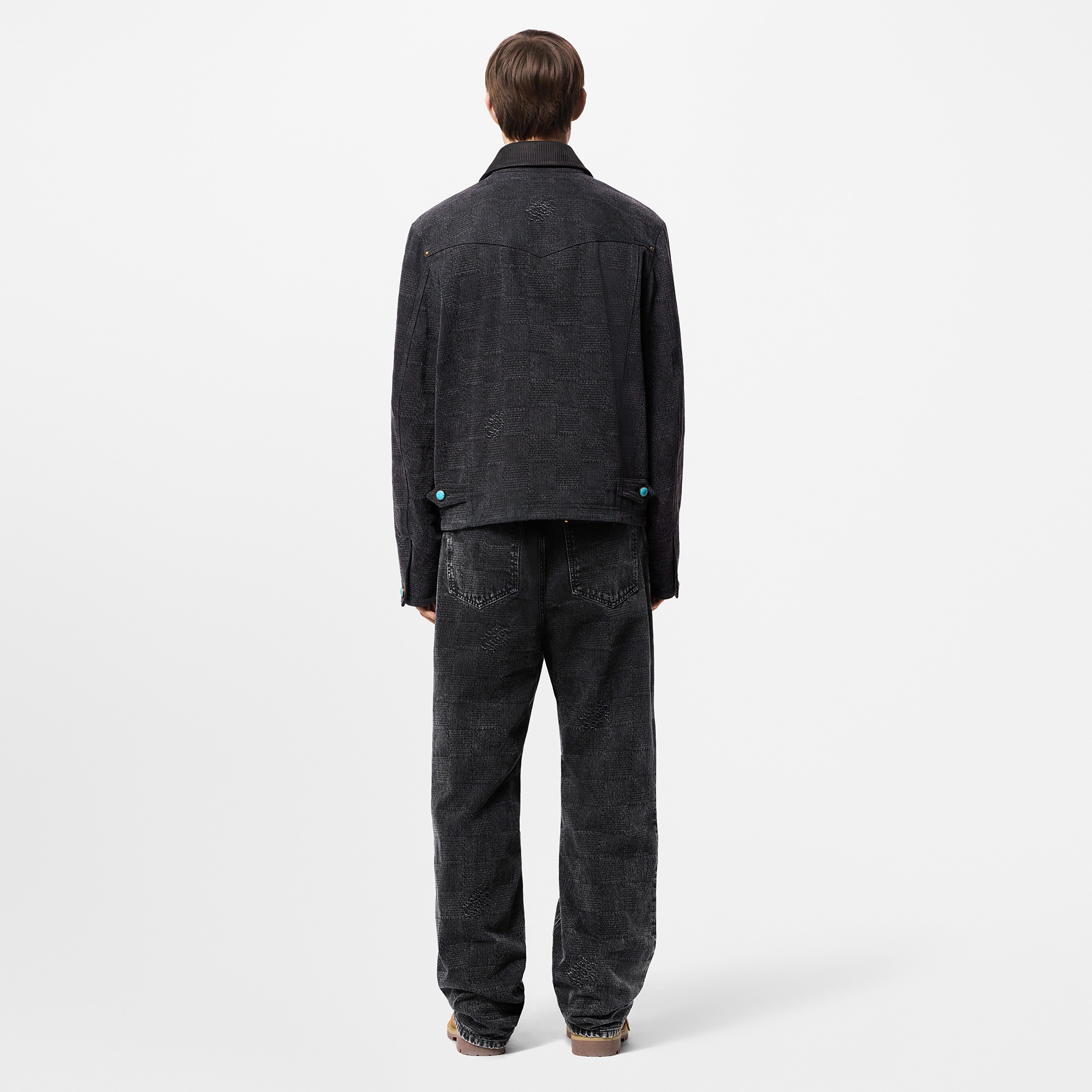 Pantaloni in stile workwear in cotone con motivo Damier  Uomo Abbigliamento Collezione Denim | LOUIS VUITTON (Zoom prodotto)
