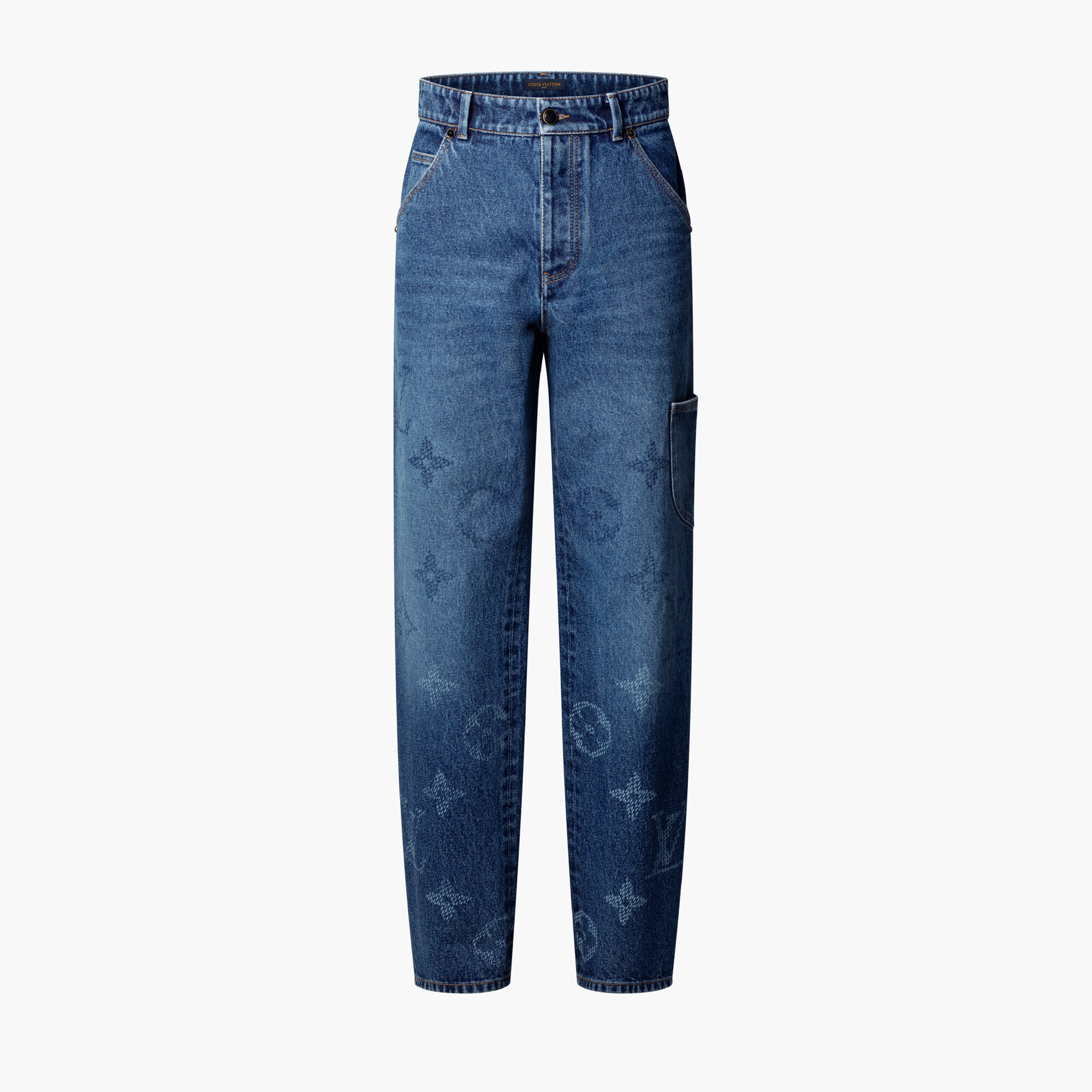 Pantaloni in stile workwear in denim con motivo Monogram