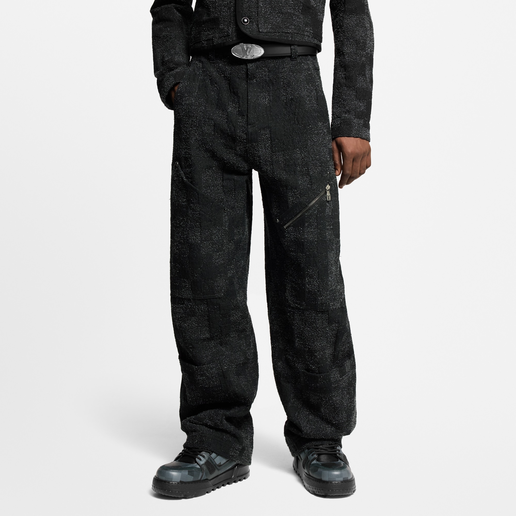 Pantaloni in stile workwear in denim effetto bouclé  Uomo Abbigliamento Collezione Denim | LOUIS VUITTON (Zoom prodotto)
