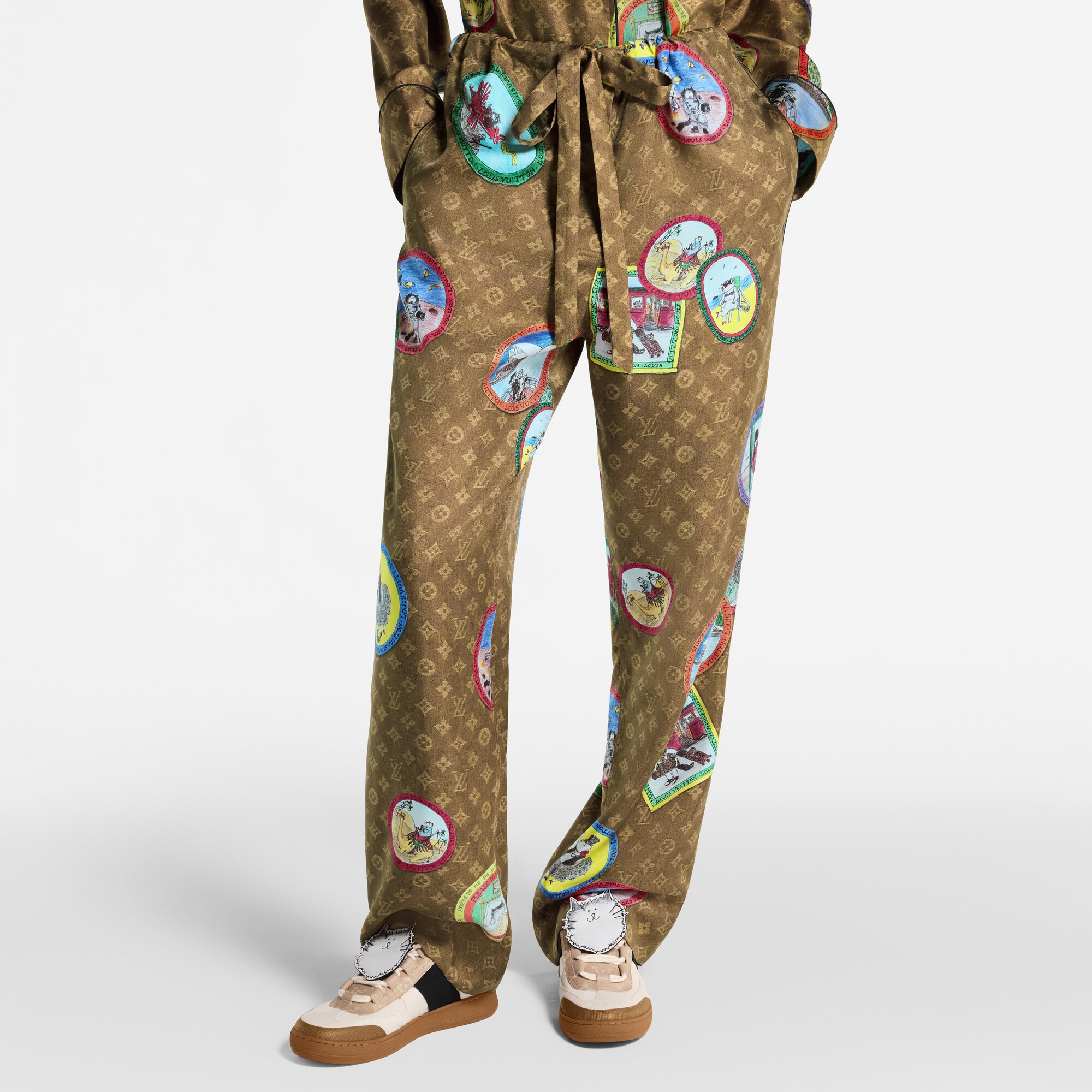 Pantaloni morbidi con motivo Monogram Cat Stamp  Donna Abbigliamento Pantaloni | LOUIS VUITTON (Zoom prodotto)