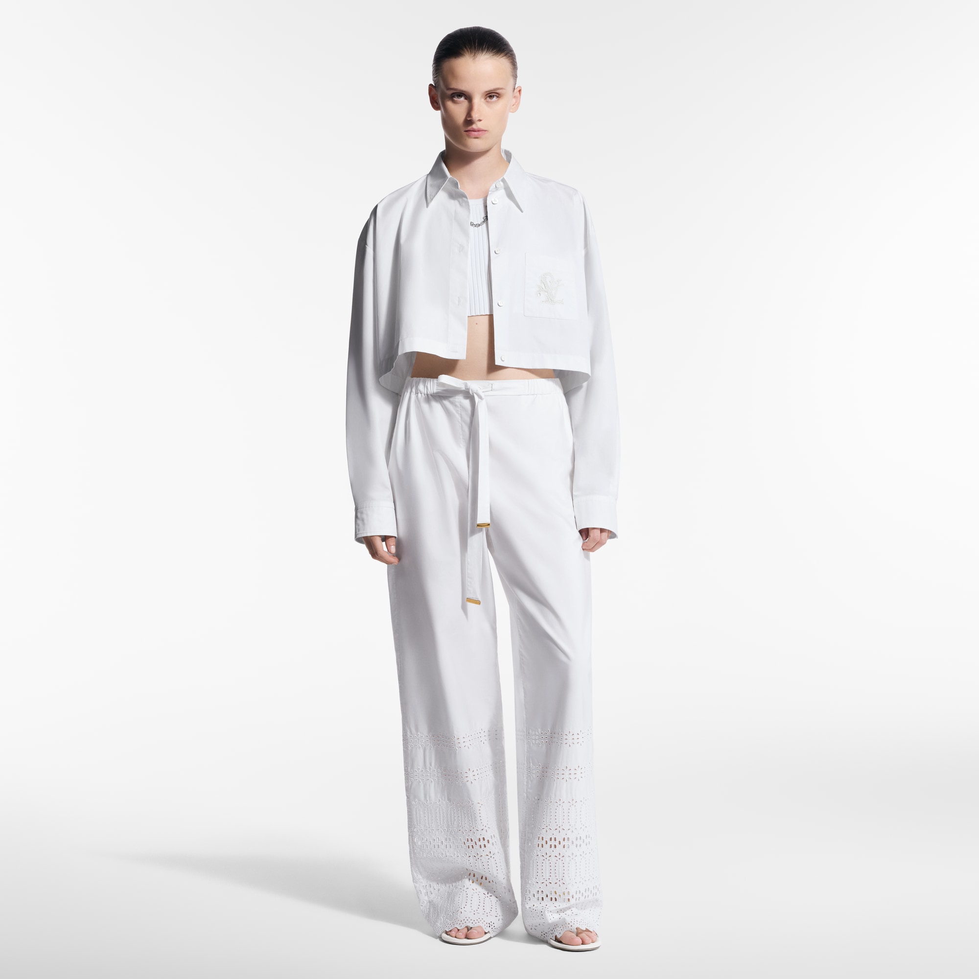 Pantaloni morbidi in Sangallo  Donna Abbigliamento Pantaloni | LOUIS VUITTON (Zoom prodotto)