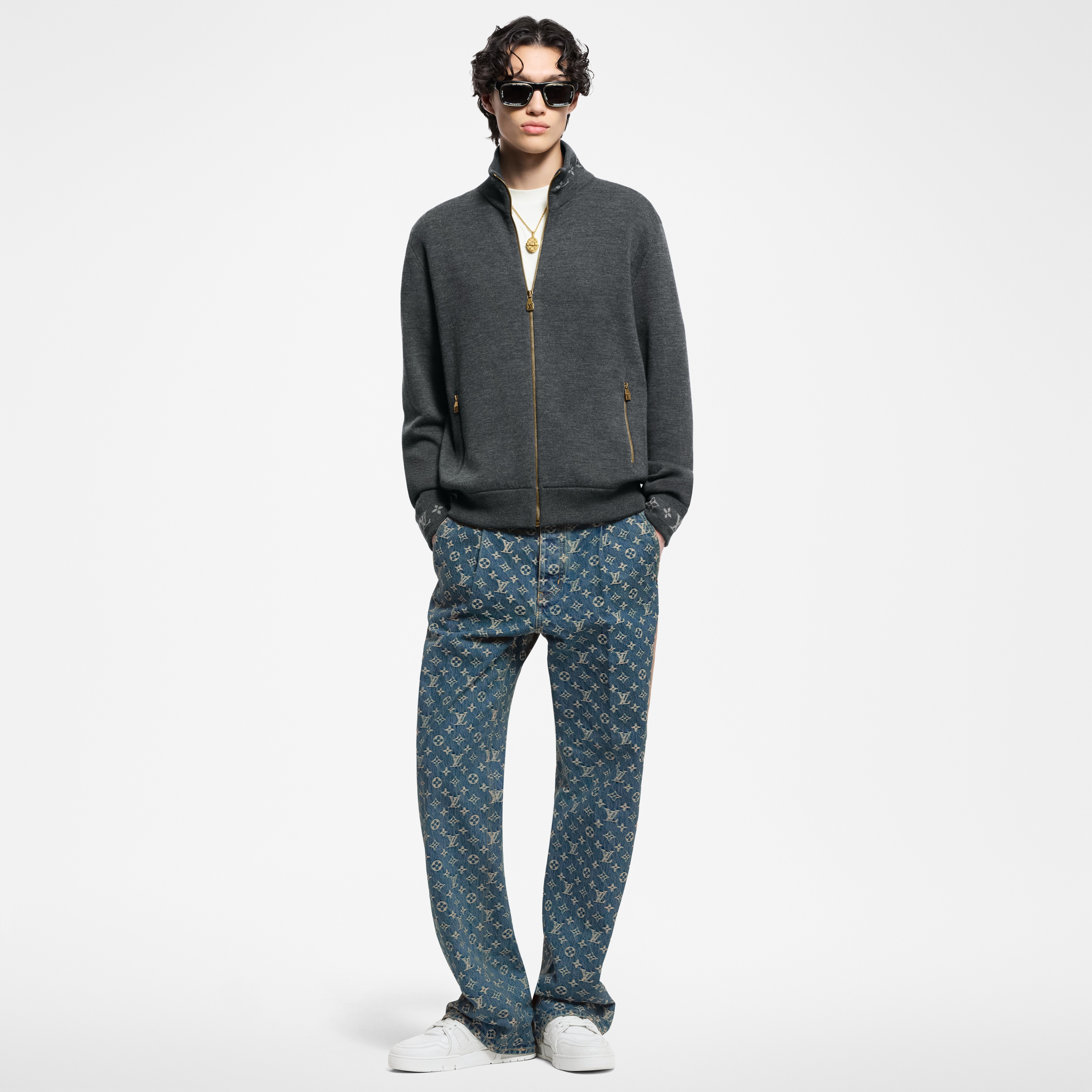 Pantaloni sartoriali in denim con motivo Monogram  Uomo Abbigliamento Collezione Denim | LOUIS VUITTON (Zoom prodotto)