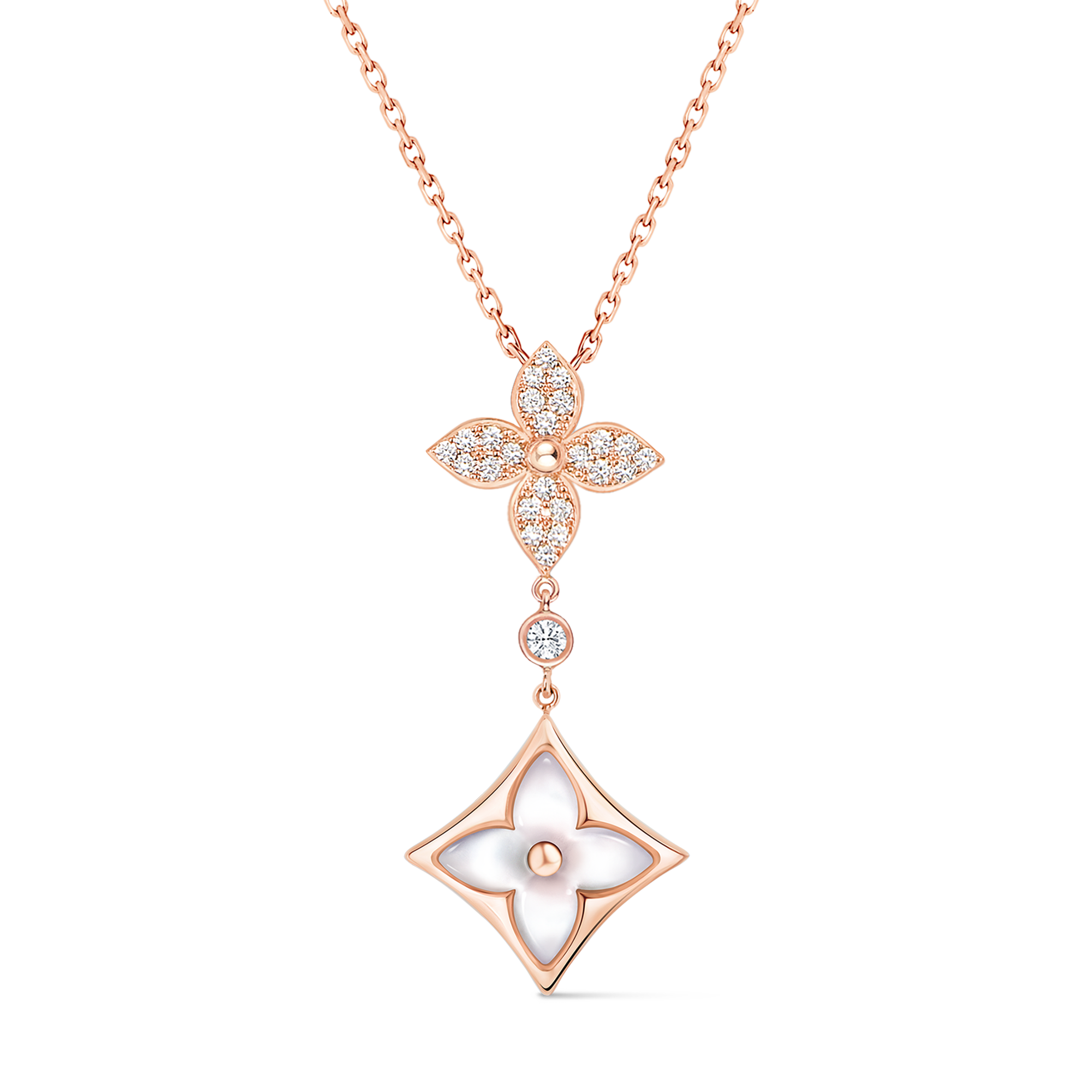 Pendente Color Blossom Double Star, oro rosa, madreperla bianca e diamanti  Gioielli Categorie Collane e Ciondoli | LOUIS VUITTON (Zoom prodotto)