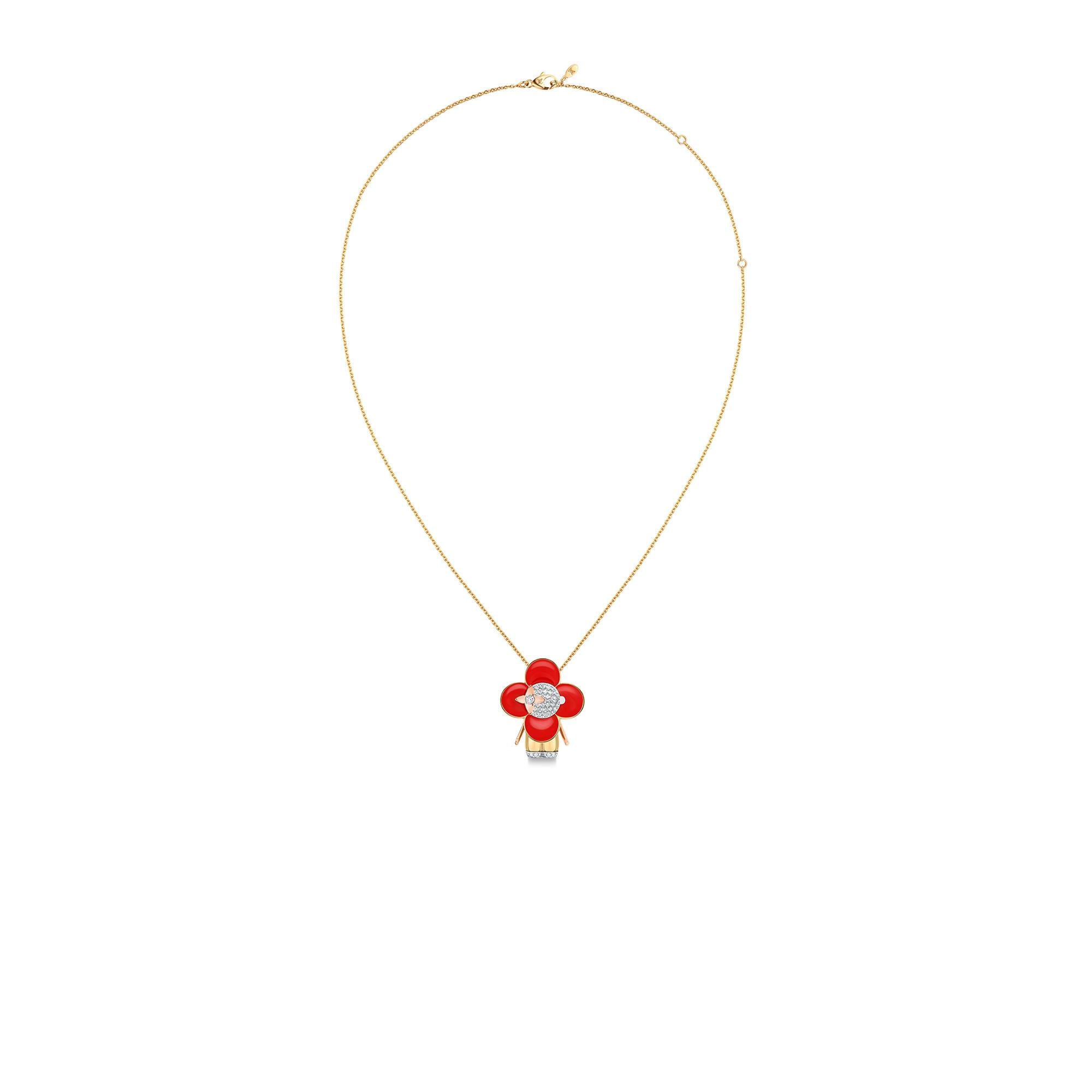 Pendente Vivienne in oro giallo, bianco e rosa, smalto rosso e diamanti  Gioielli Categorie Collane e Ciondoli | LOUIS VUITTON (Zoom prodotto)