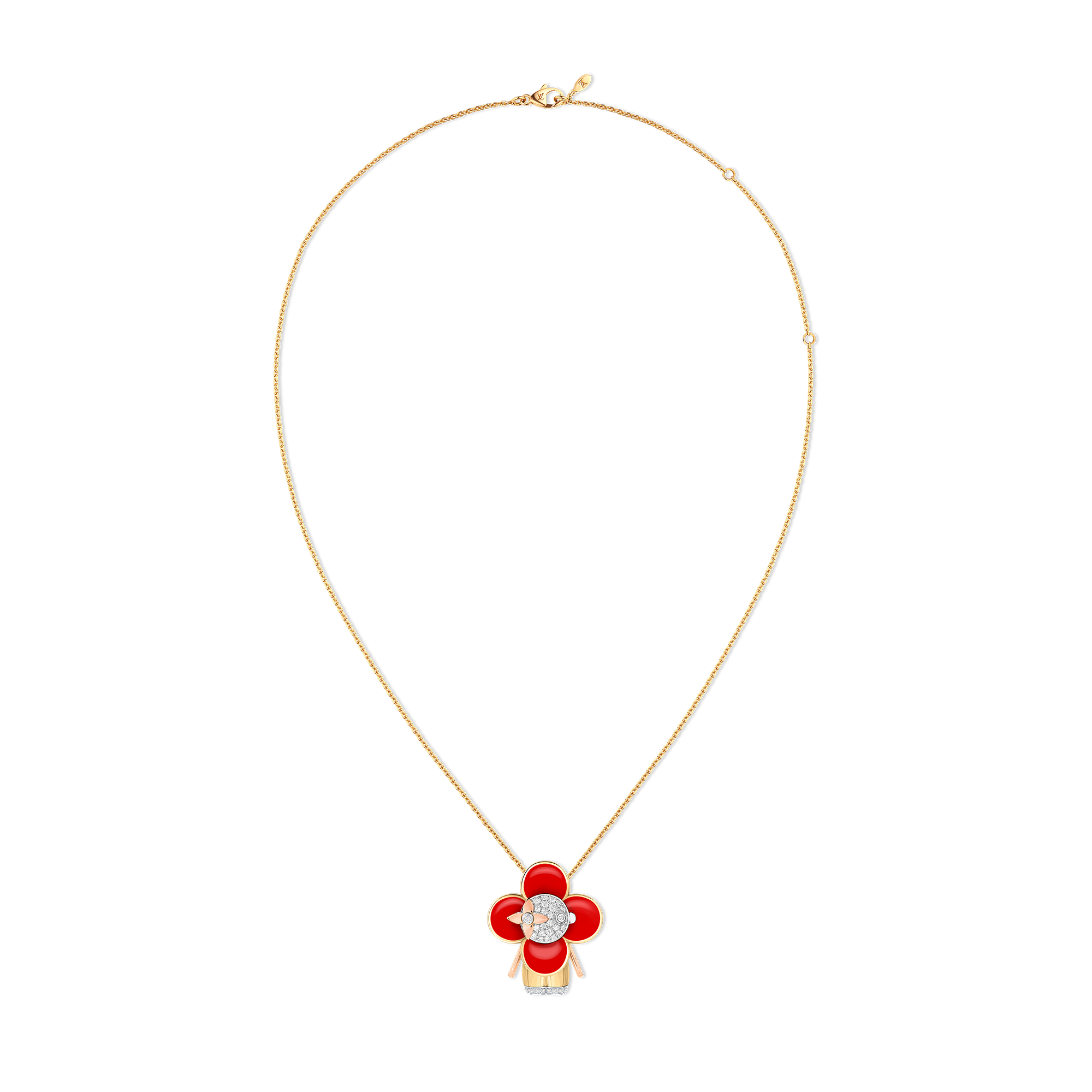 Pendente Vivienne in oro giallo, bianco e rosa, smalto rosso e diamanti  Gioielli Categorie Collane e Ciondoli | LOUIS VUITTON (Zoom prodotto)