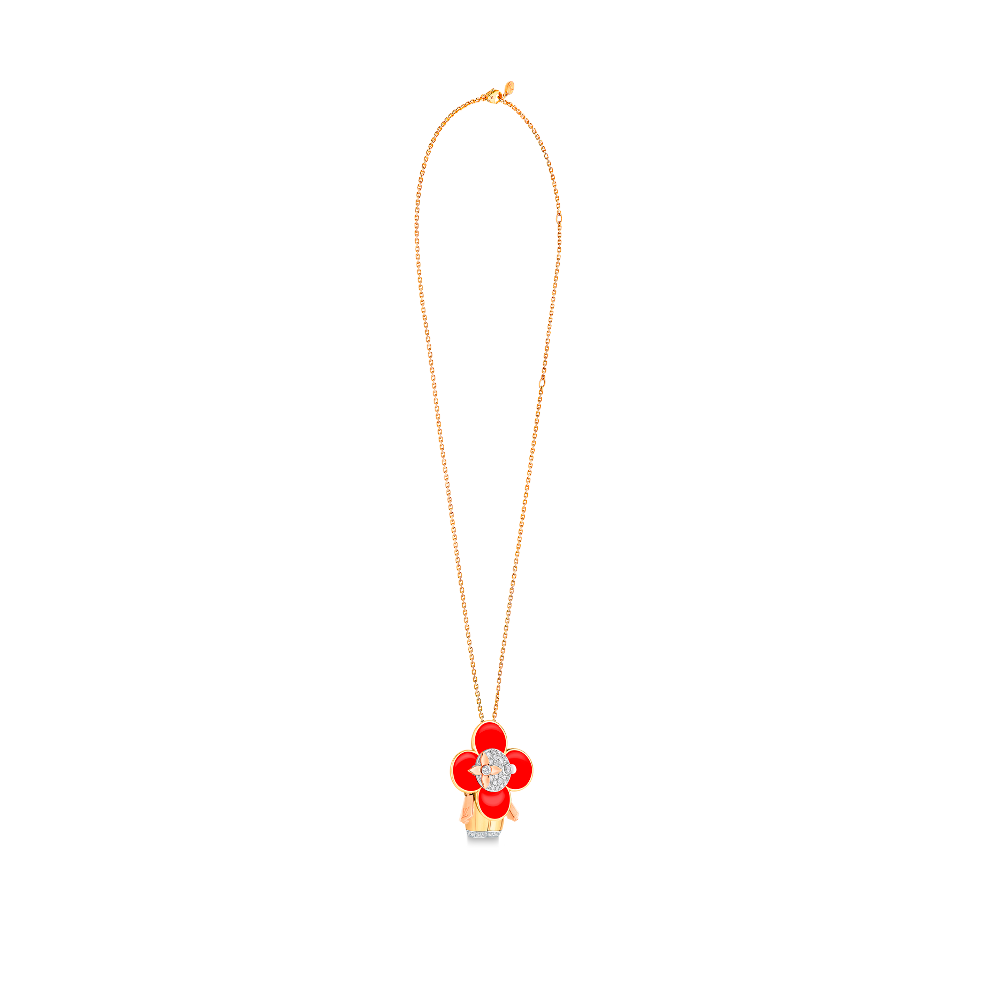 Pendente Vivienne in oro giallo, bianco e rosa, smalto rosso e diamanti  Gioielli Categorie Collane e Ciondoli | LOUIS VUITTON (Zoom prodotto)