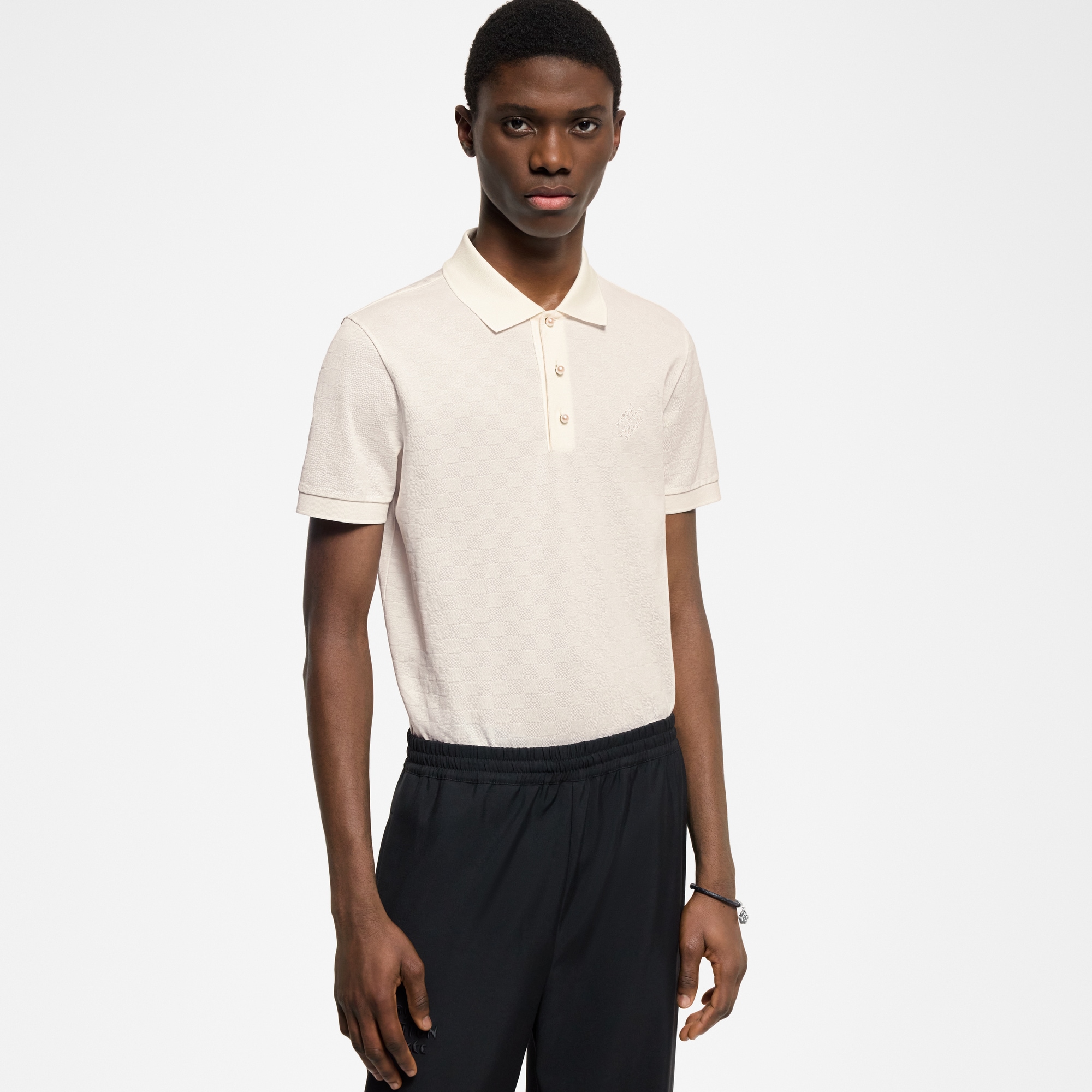 Polo a maniche corte con motivo Damier e firma  Uomo Abbigliamento T-Shirt e Polo | LOUIS VUITTON (Zoom prodotto)