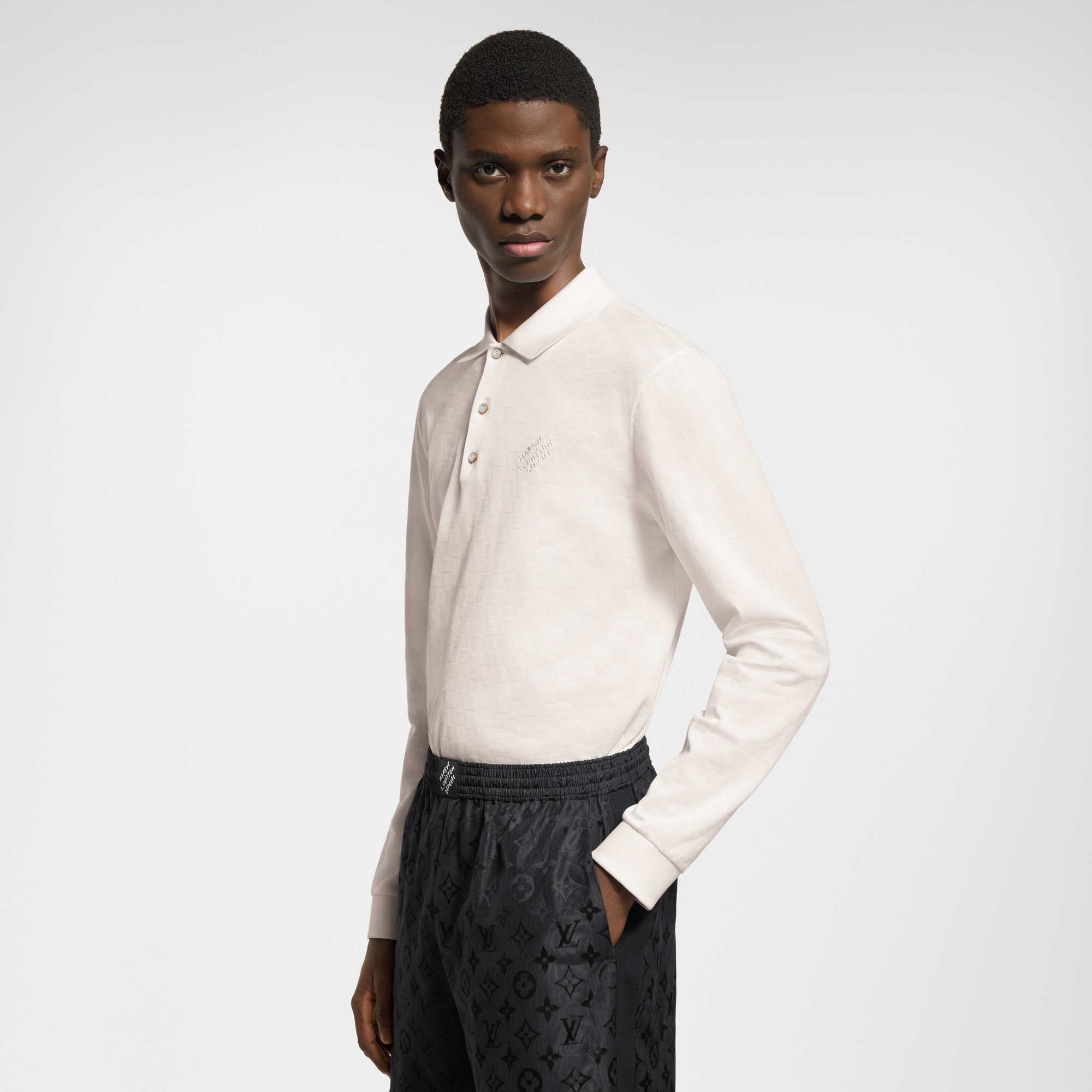 Polo a maniche lunghe con motivo Damier e firma  Uomo Abbigliamento Tutti i Capi di Abbigliamento | LOUIS VUITTON (Zoom prodotto)