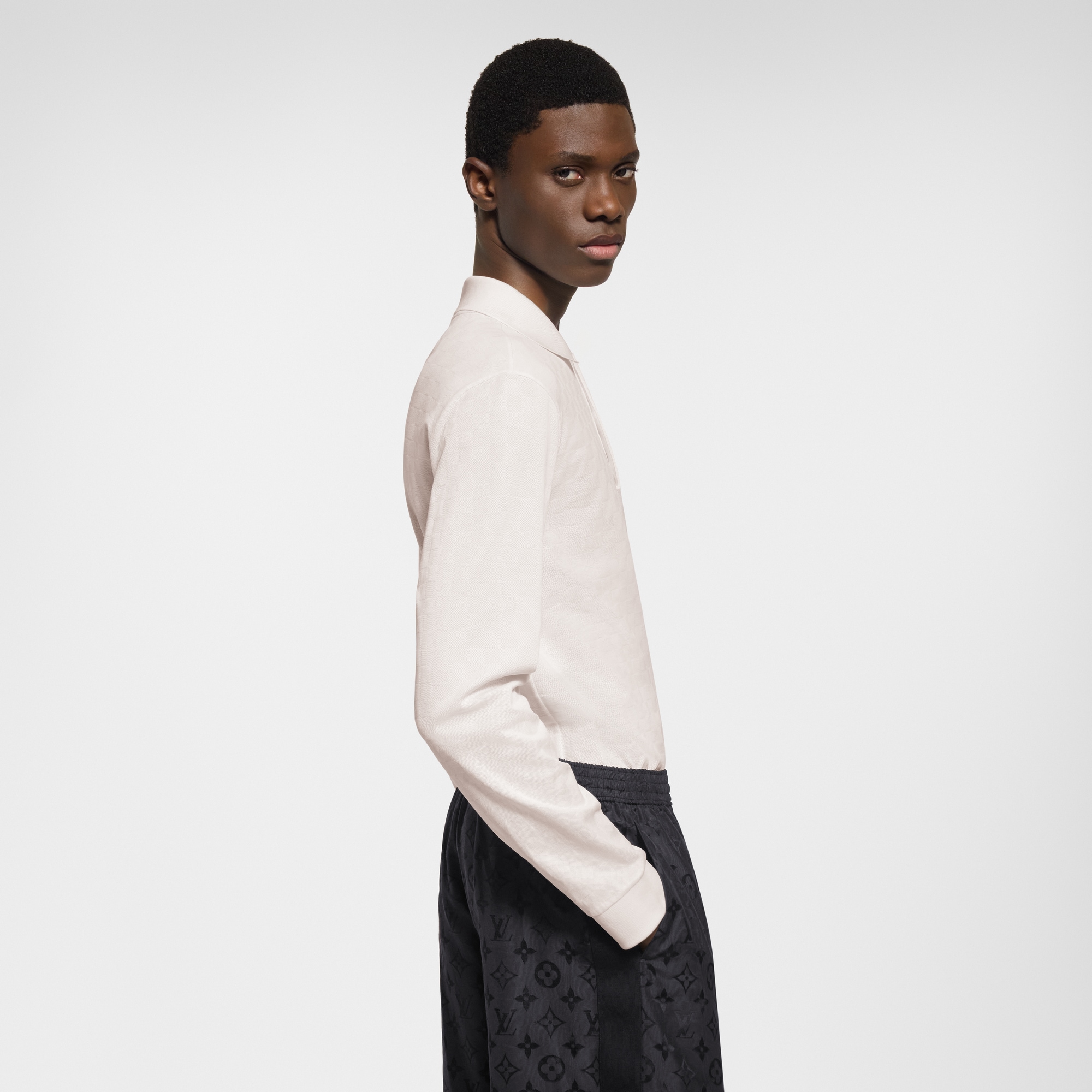 Polo a maniche lunghe con motivo Damier e firma  Uomo Abbigliamento Tutti i Capi di Abbigliamento | LOUIS VUITTON (Zoom prodotto)