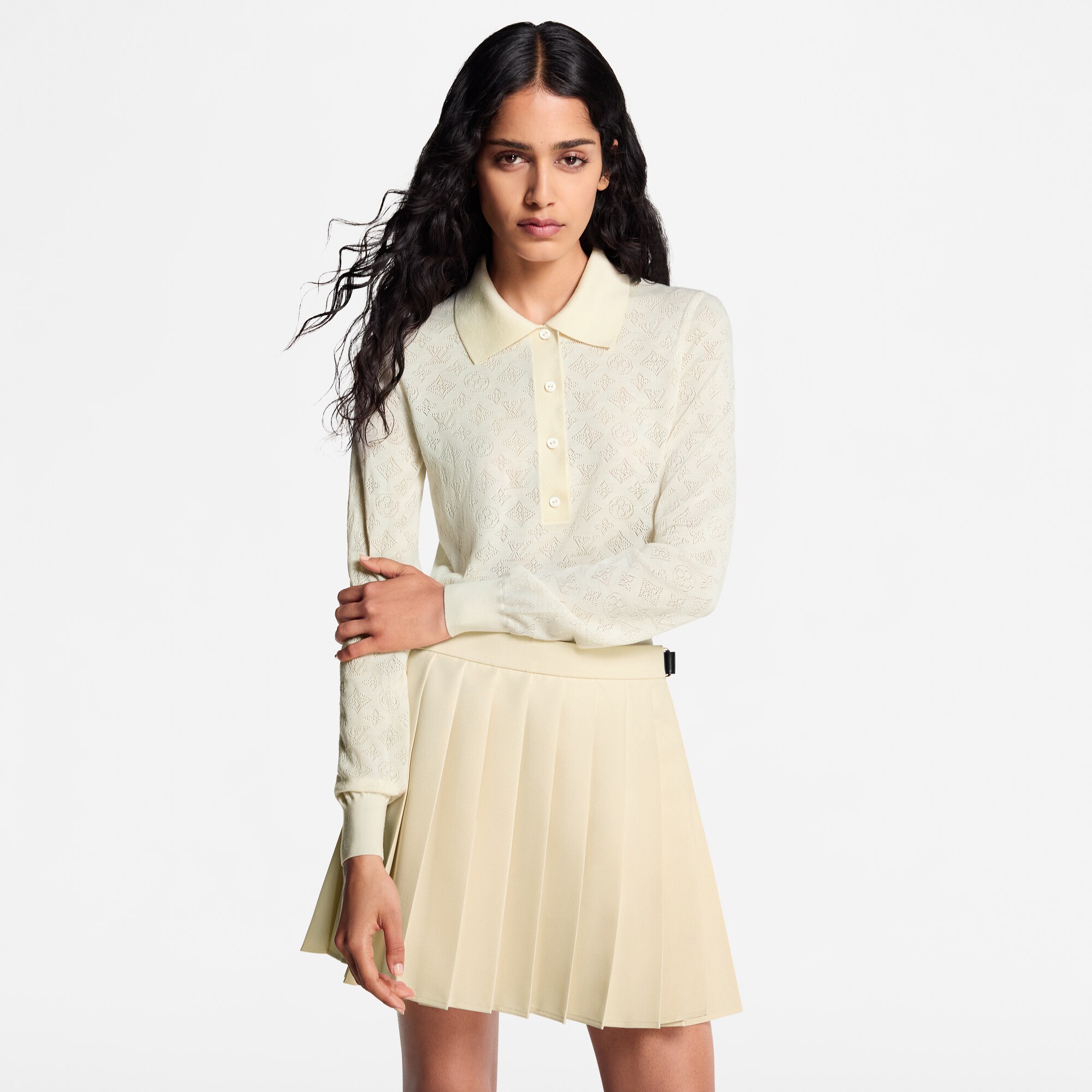 Polo a maniche lunghe con motivo Monogram Mahina  Donna Abbigliamento Maglieria | LOUIS VUITTON (Zoom prodotto)