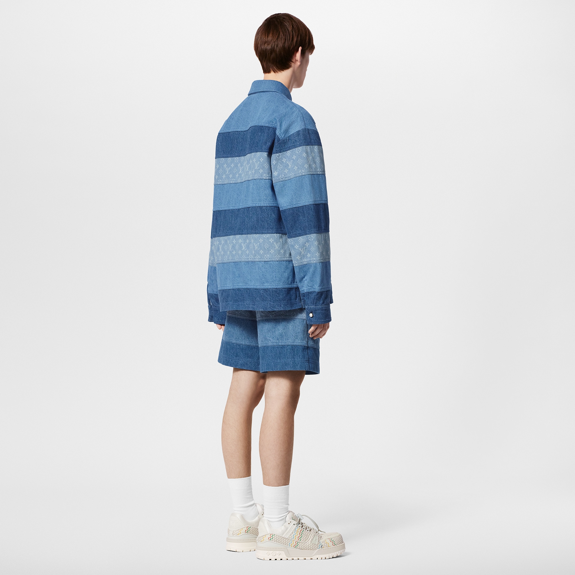 Polo a maniche lunghe in denim effetto patchwork  Uomo Abbigliamento T-Shirt e Polo | LOUIS VUITTON (Zoom prodotto)