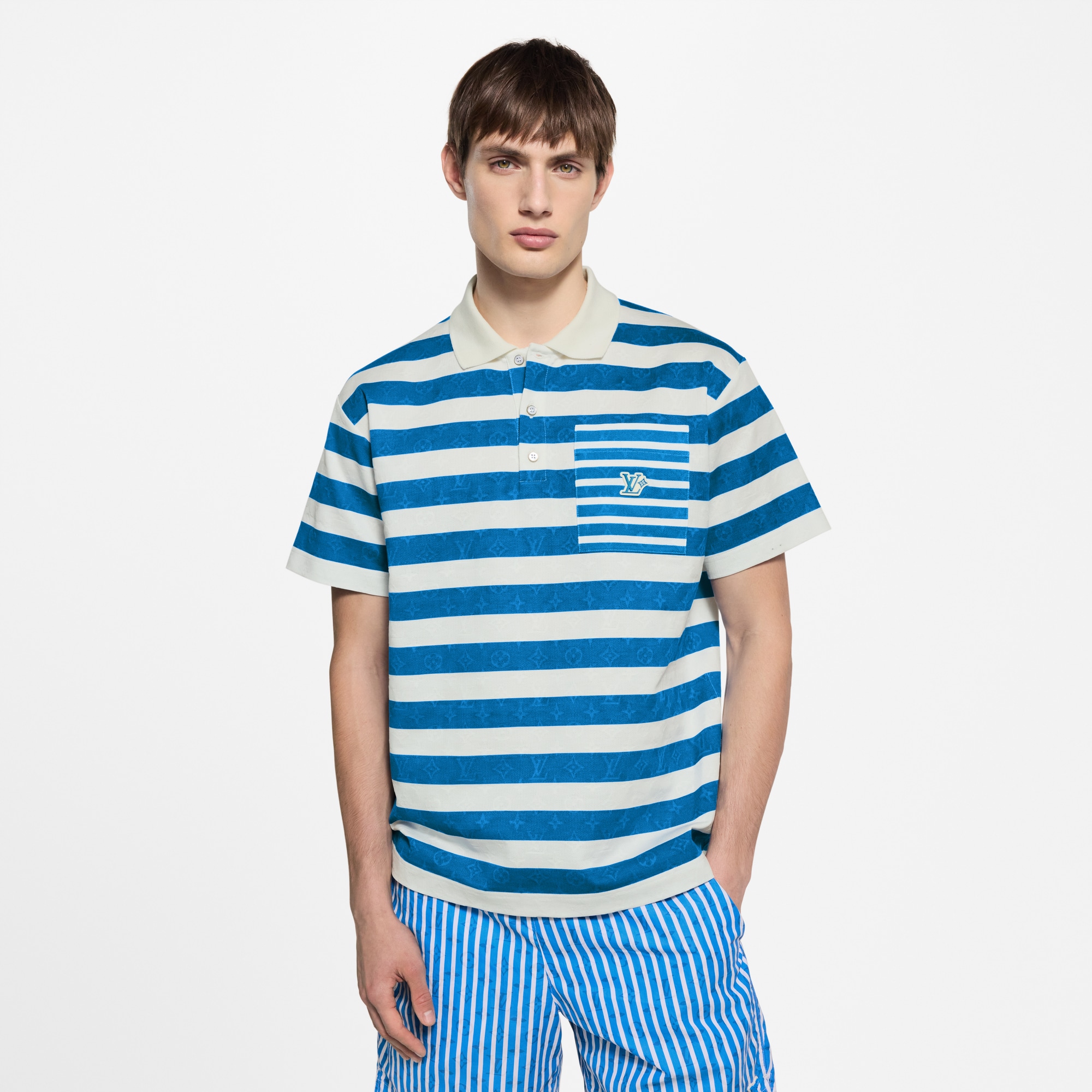 Polo con motivi Monogram e a righe  Uomo Abbigliamento T-Shirt e Polo | LOUIS VUITTON (Zoom prodotto)