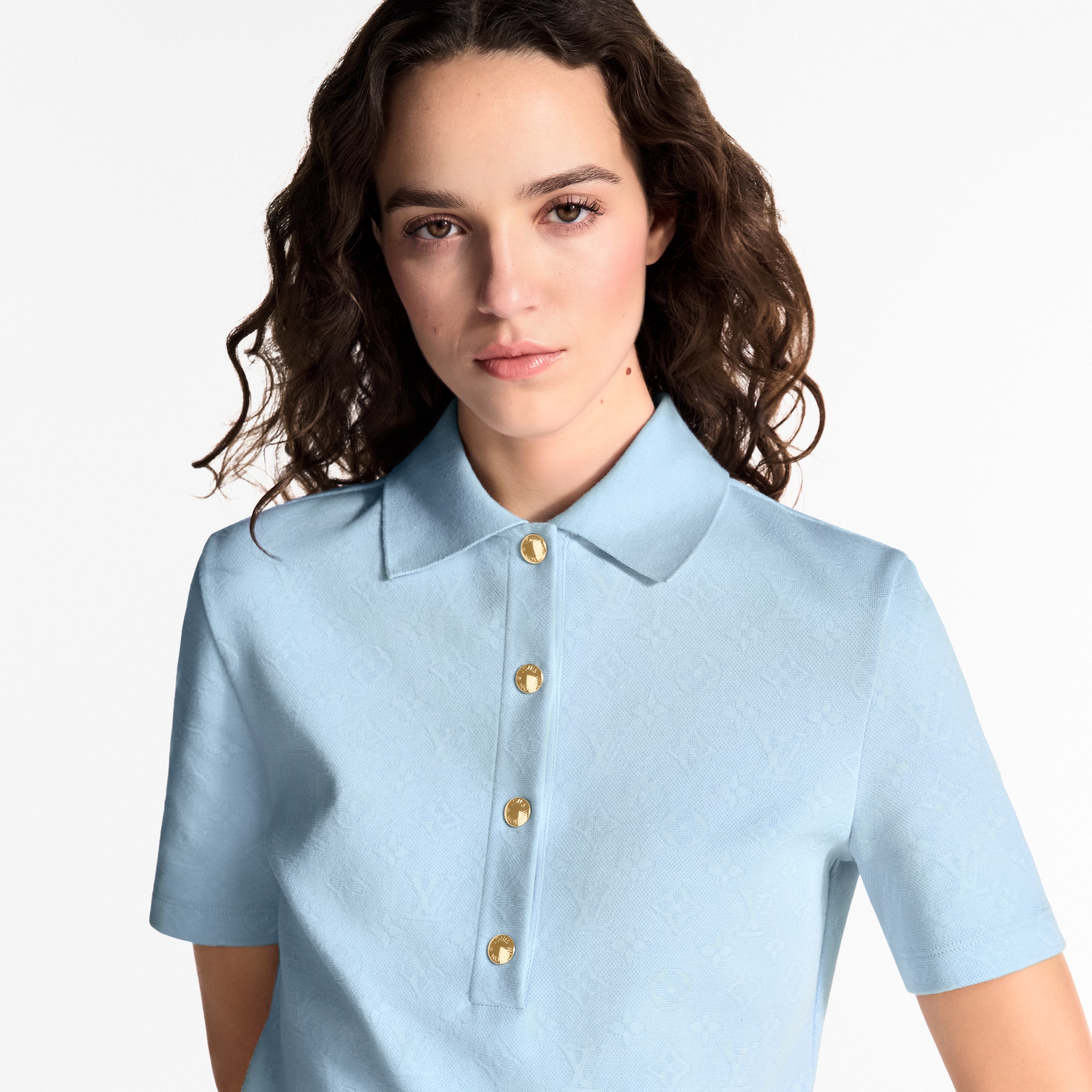 Polo in piqué con motivo Monogram  Donna Abbigliamento Camicie e T-Shirt | LOUIS VUITTON (Zoom prodotto)