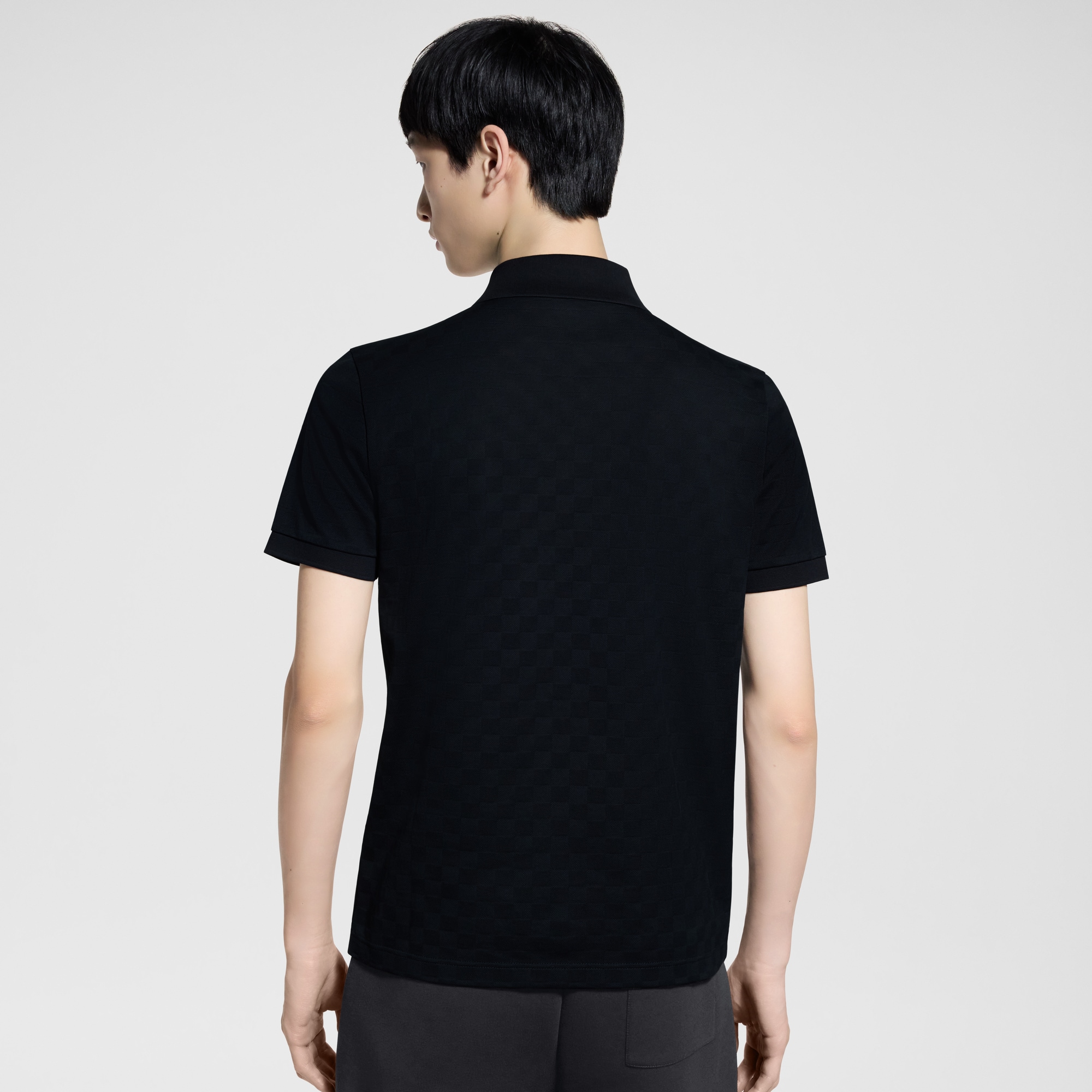 Polo in piqué di cotone con motivo Damier  Uomo Abbigliamento T-Shirt e Polo | LOUIS VUITTON (Zoom prodotto)