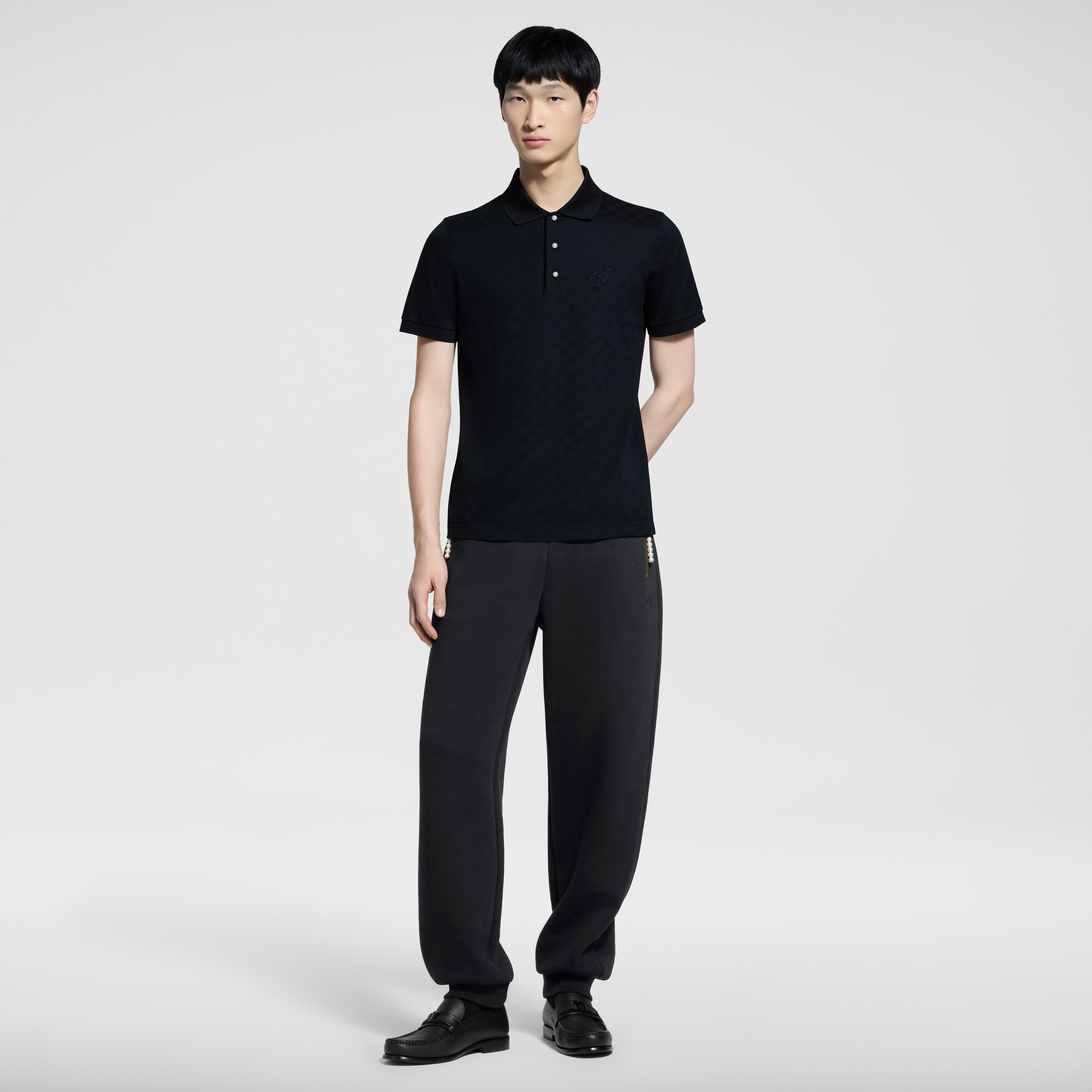 Polo in piqué di cotone con motivo Damier  Uomo Abbigliamento T-Shirt e Polo | LOUIS VUITTON (Zoom prodotto)