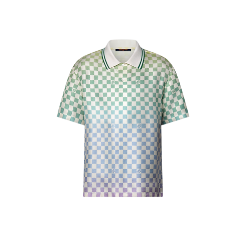 Polo in seta con motivo Damier effetto sfumato stampato Uomo Abbigliamento Camicie | LOUIS VUITTON (Zoom prodotto)