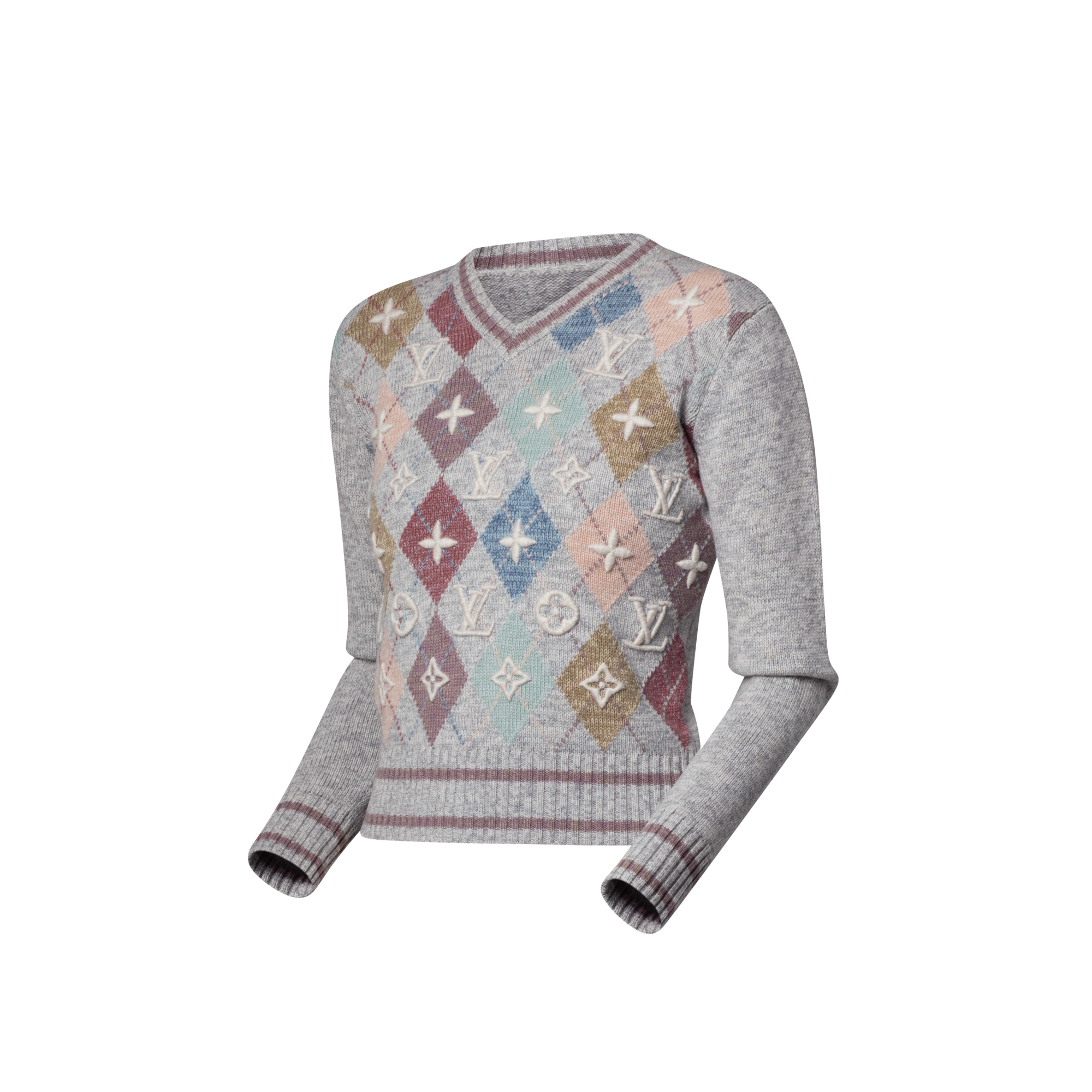 Pullover con motivo a losanghe e firma 3D  Donna Abbigliamento Maglieria | LOUIS VUITTON (Zoom prodotto)