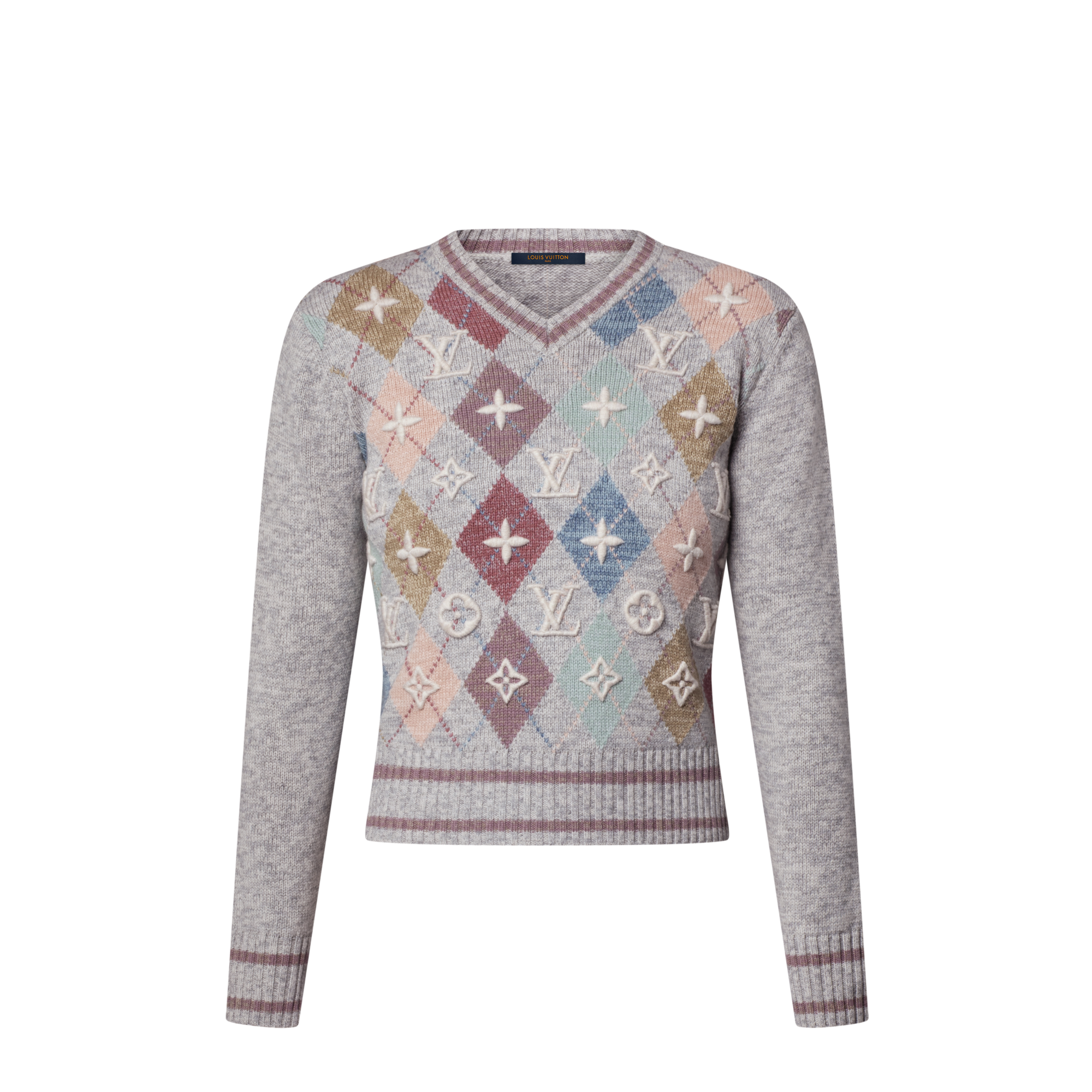Pullover con motivo a losanghe e firma 3D  Donna Abbigliamento Maglieria | LOUIS VUITTON (Zoom prodotto)