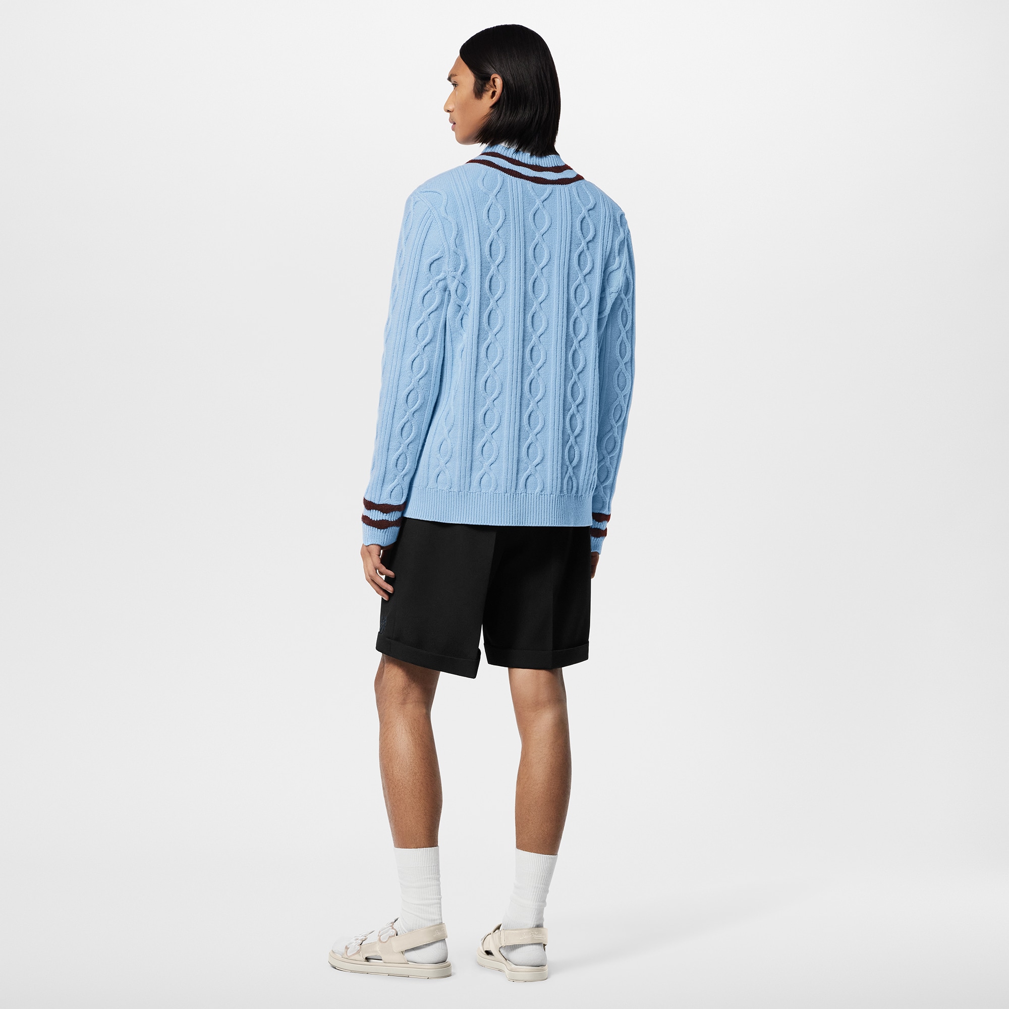 Pullover con scollo a V in maglia di lana e mohair intrecciata  Uomo Abbigliamento Maglieria e Felpe | LOUIS VUITTON (Zoom prodotto)