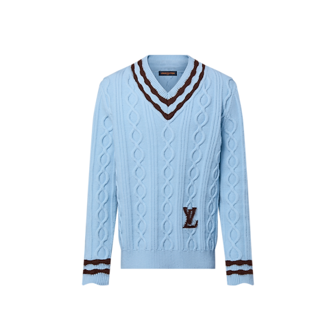 Pullover con scollo a V in maglia di lana e mohair intrecciata Uomo Abbigliamento Maglieria e Felpe | LOUIS VUITTON (Zoom prodotto)