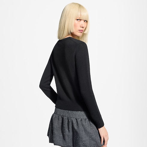 Pullover in cachemire con firma scintillante cropped worn view