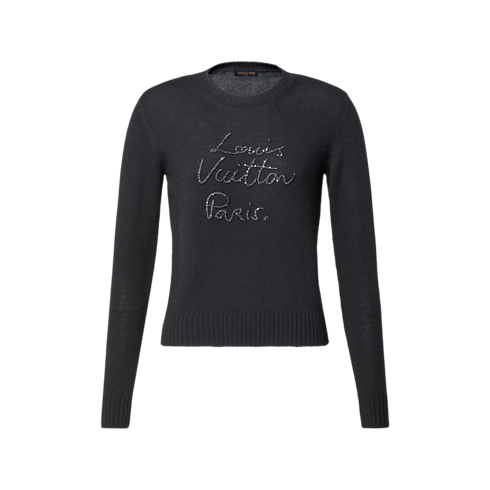 Pullover in cachemire con firma scintillante front view