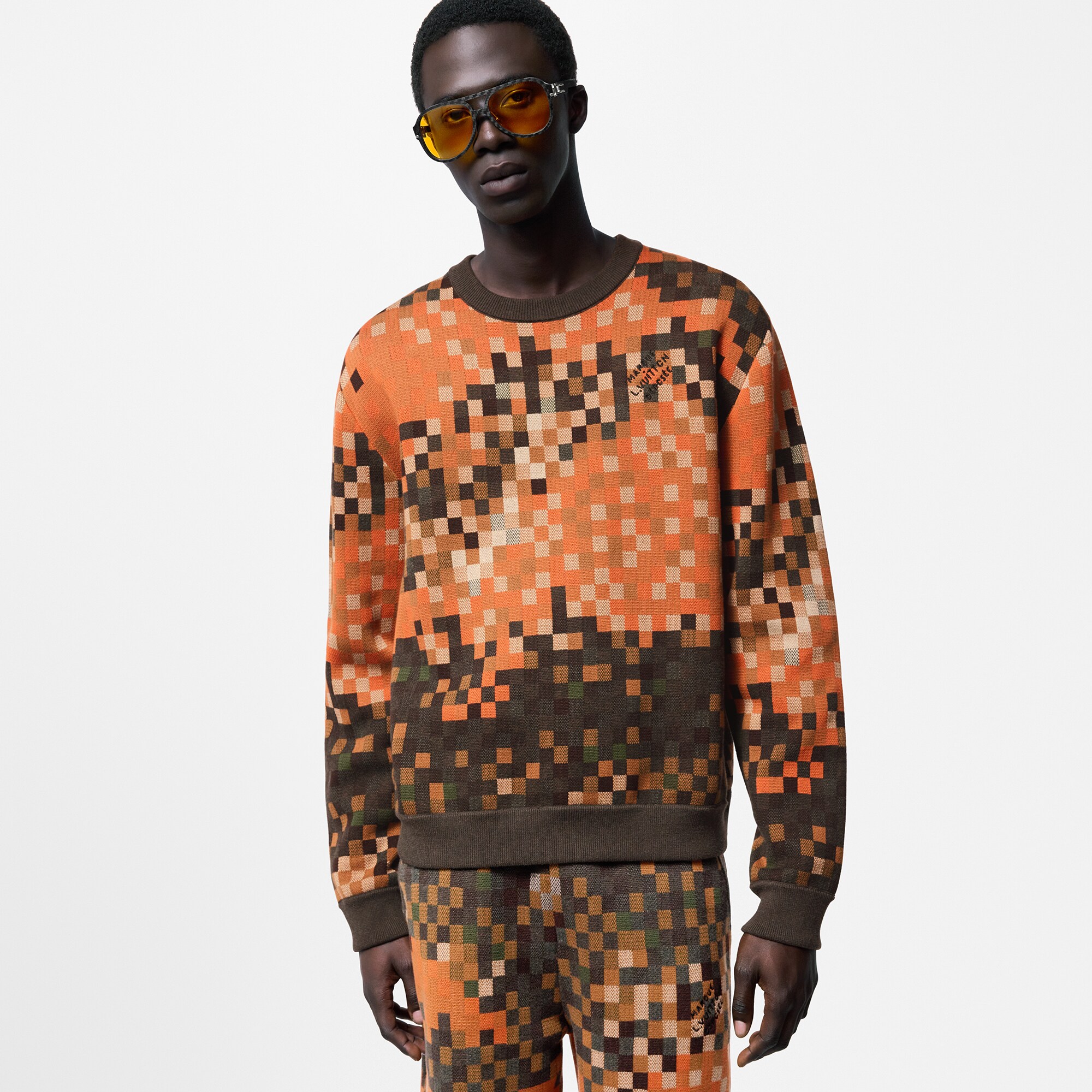 Pullover in cotone con motivo in trama jacquard  Uomo Abbigliamento Maglieria e Felpe | LOUIS VUITTON (Zoom prodotto)