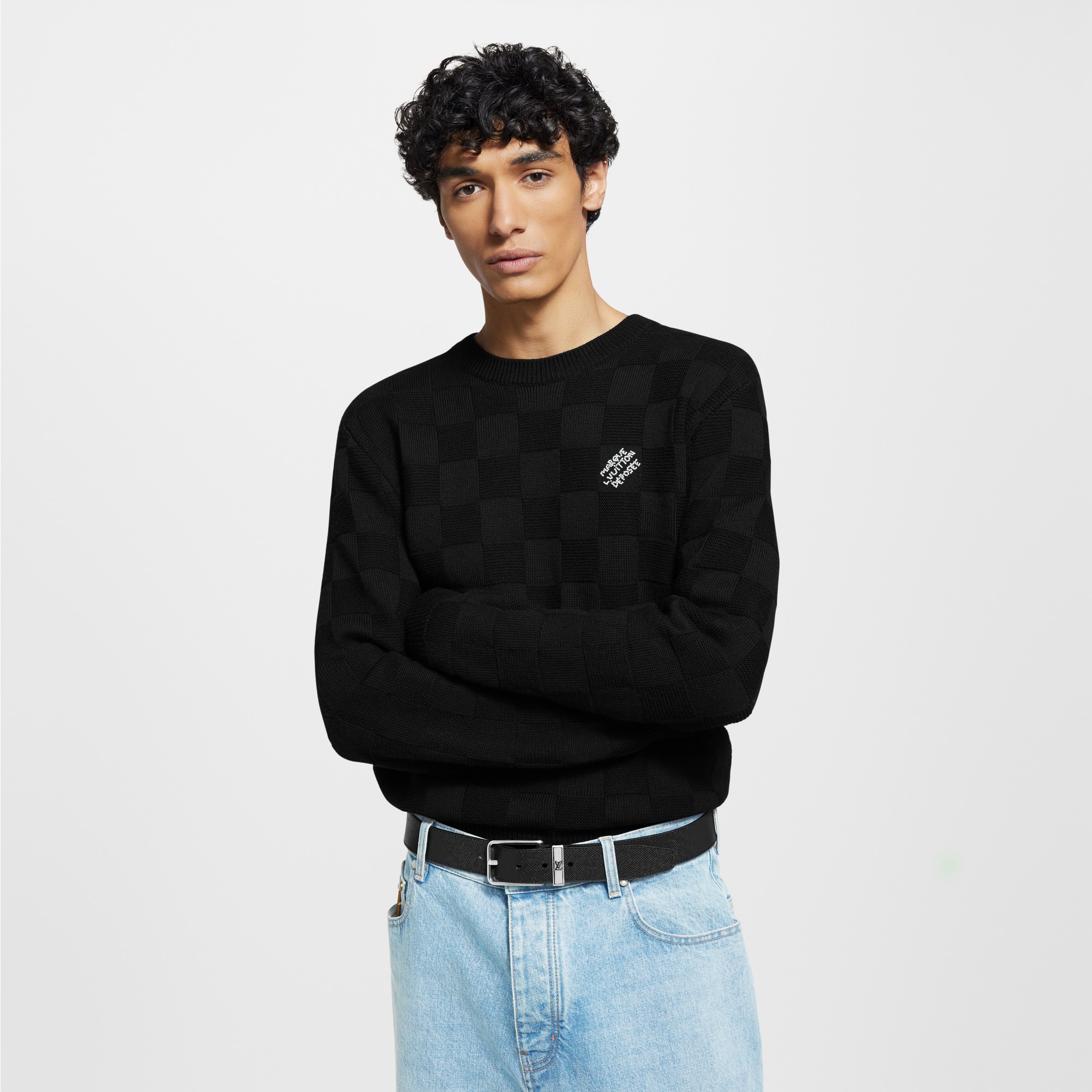 Pullover in lana con motivo Damier e decoro  Uomo Abbigliamento Maglieria e Felpe | LOUIS VUITTON (Zoom prodotto)