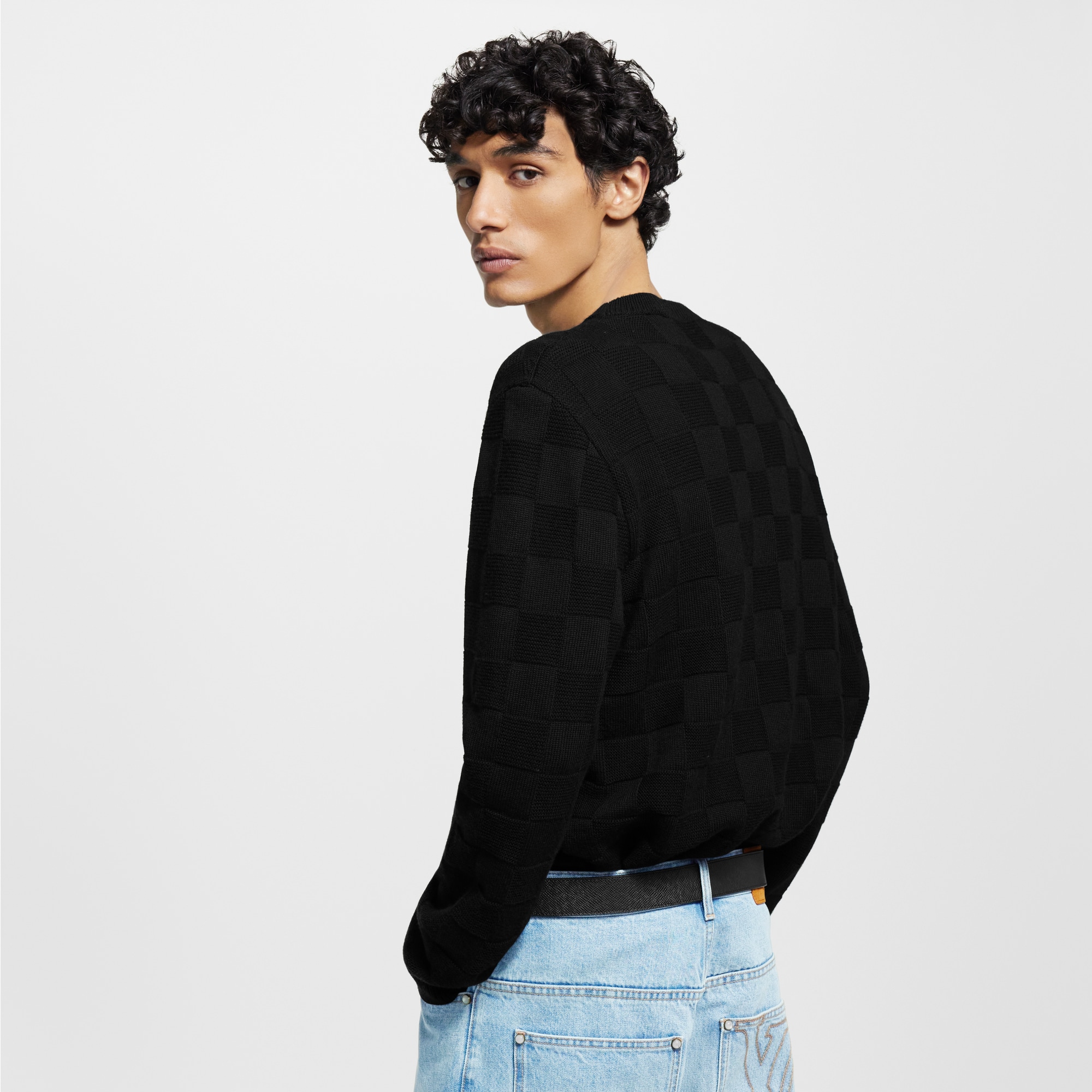 Pullover in lana con motivo Damier e decoro  Uomo Abbigliamento Maglieria e Felpe | LOUIS VUITTON (Zoom prodotto)