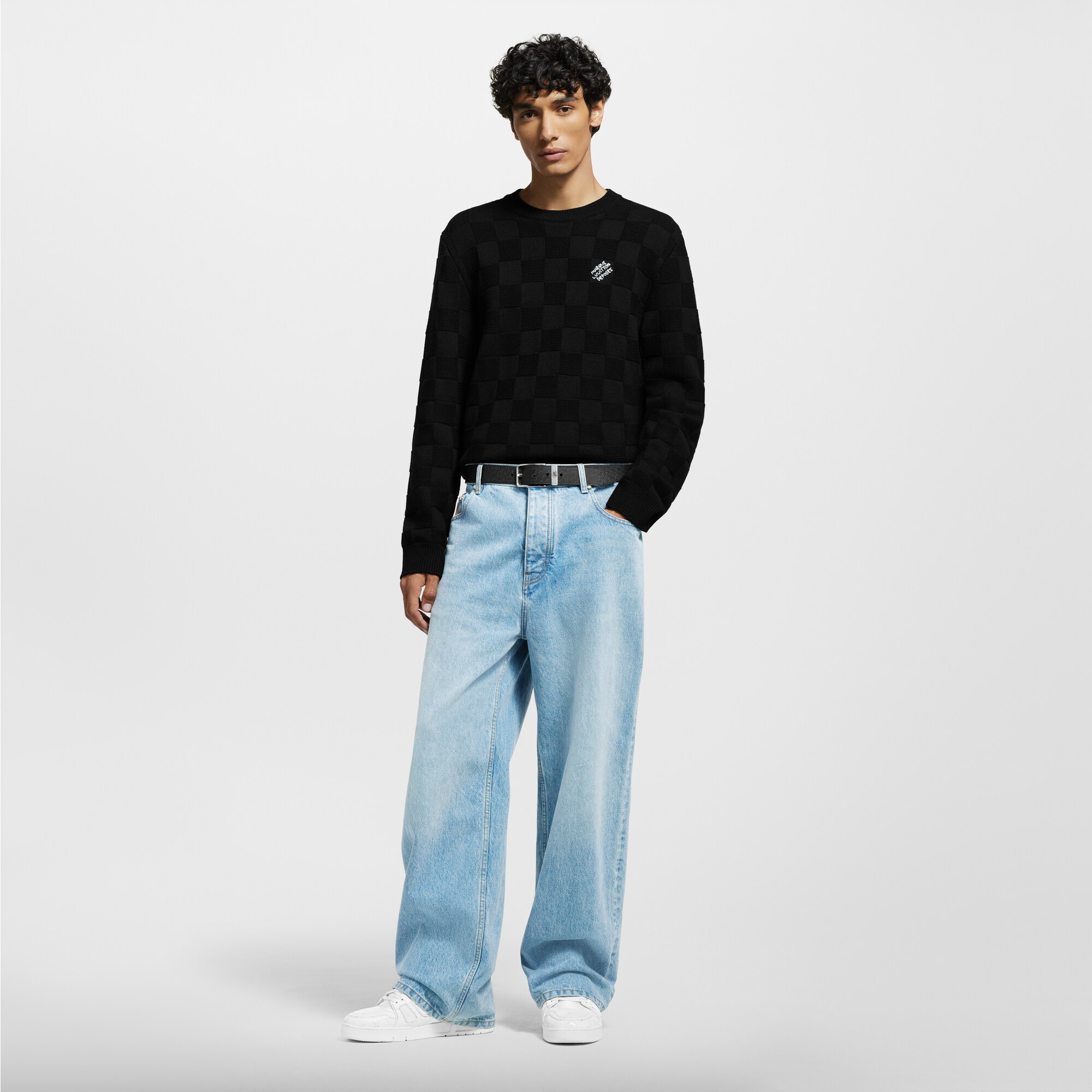 Pullover in lana con motivo Damier e decoro  Uomo Abbigliamento Maglieria e Felpe | LOUIS VUITTON (Zoom prodotto)