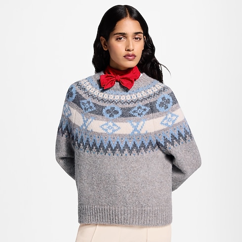 Pullover in maglia con motivo alpino cropped view