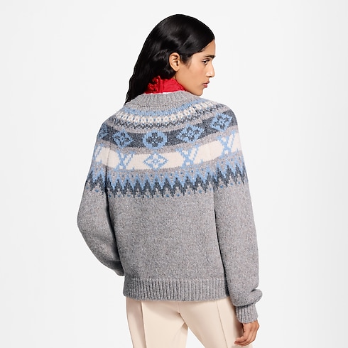 Pullover in maglia con motivo alpino cropped worn view