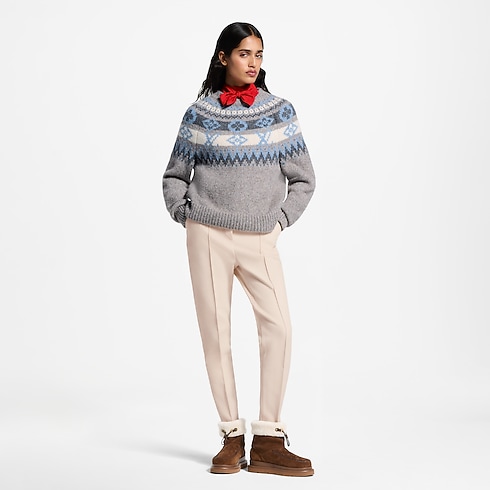 Pullover in maglia con motivo alpino worn view