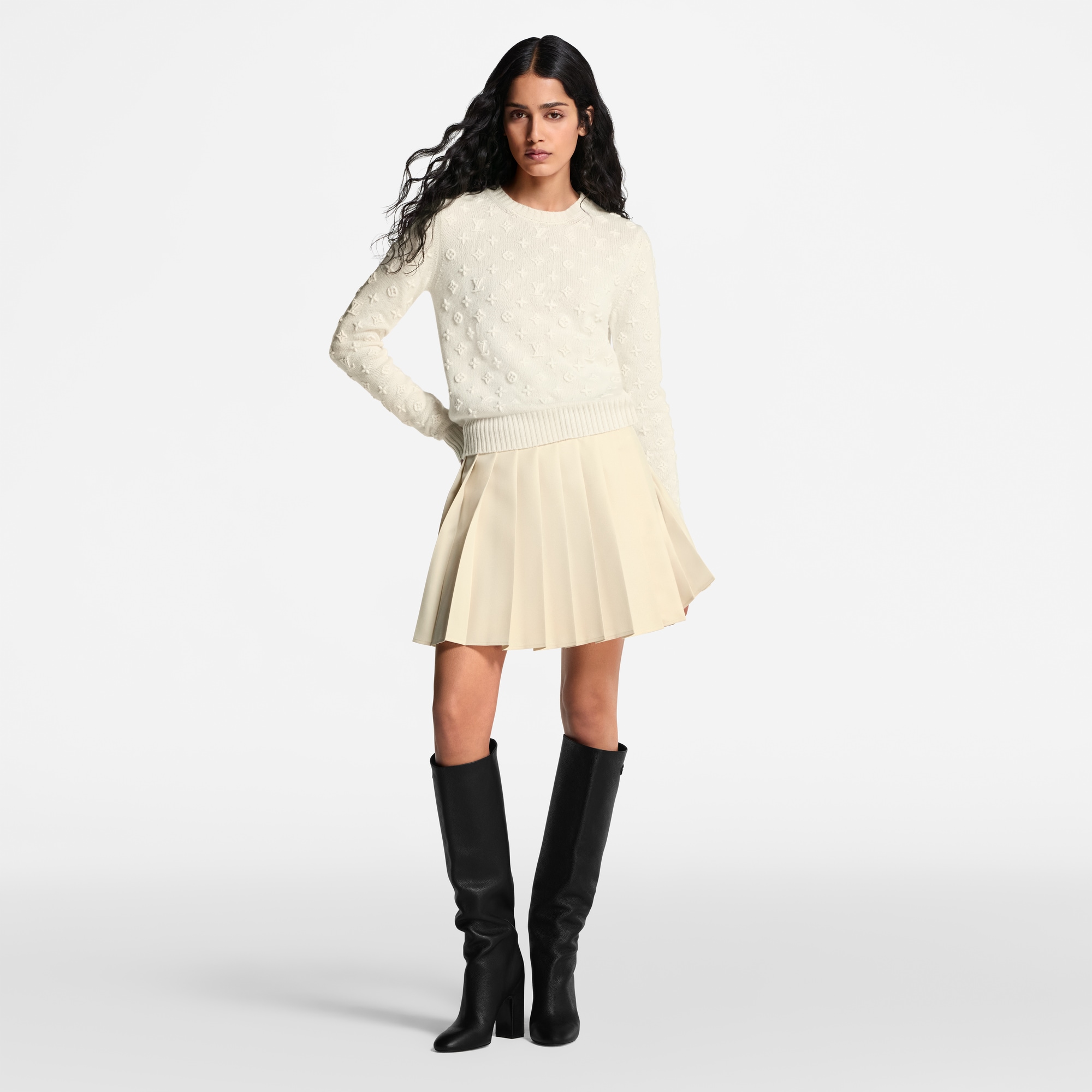 Pullover in maglia con motivo Monogram 3D  Donna Abbigliamento Maglieria | LOUIS VUITTON (Zoom prodotto)