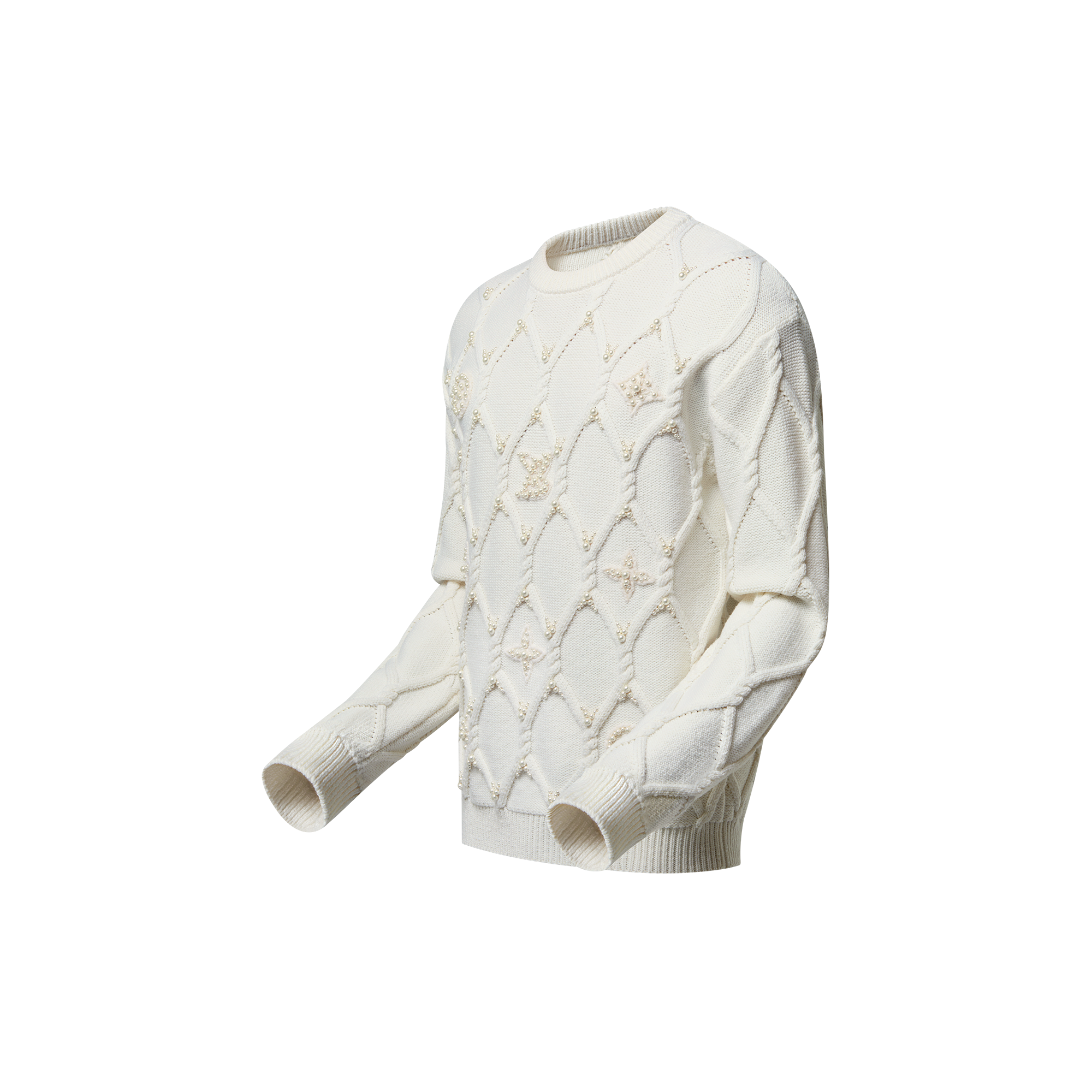 Pullover in maglia intrecciata di misto lana con decori  Uomo Abbigliamento Tutti i Capi di Abbigliamento | LOUIS VUITTON (Zoom prodotto)